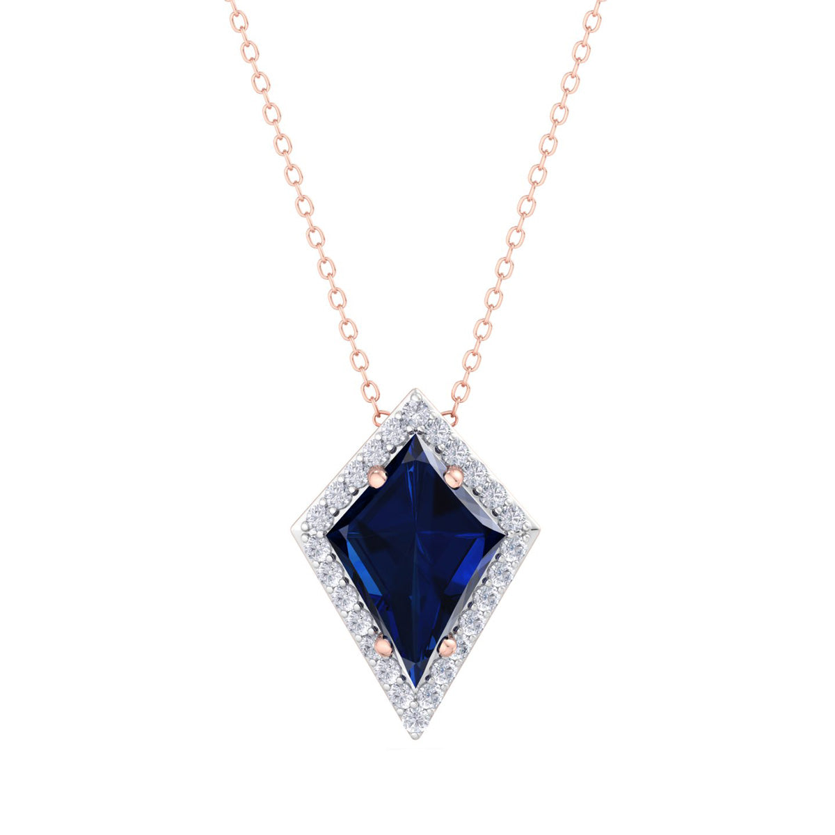 Sselects 1 3/4 Carat Kite Shape Sapphire And Diamond Necklace In 14k In Multi