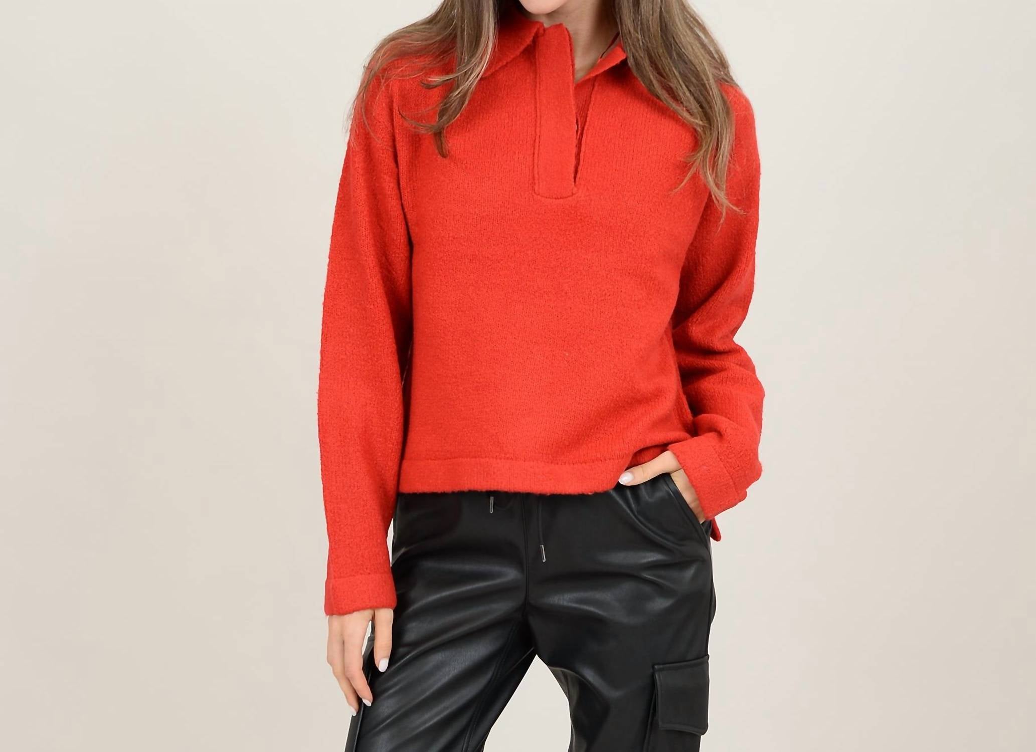 Shop Rd Style Ashanti Polo Pullover In Engine Red In Pink