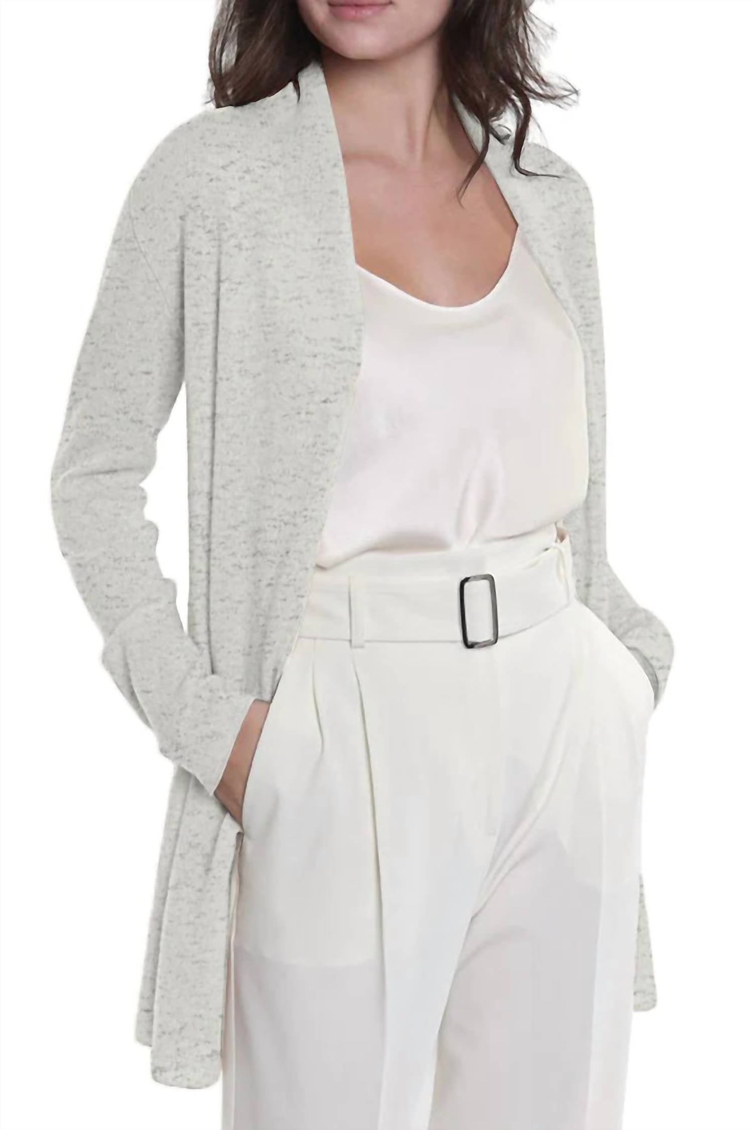 Incashmere Cashmere Open Cardigan In Grey In White