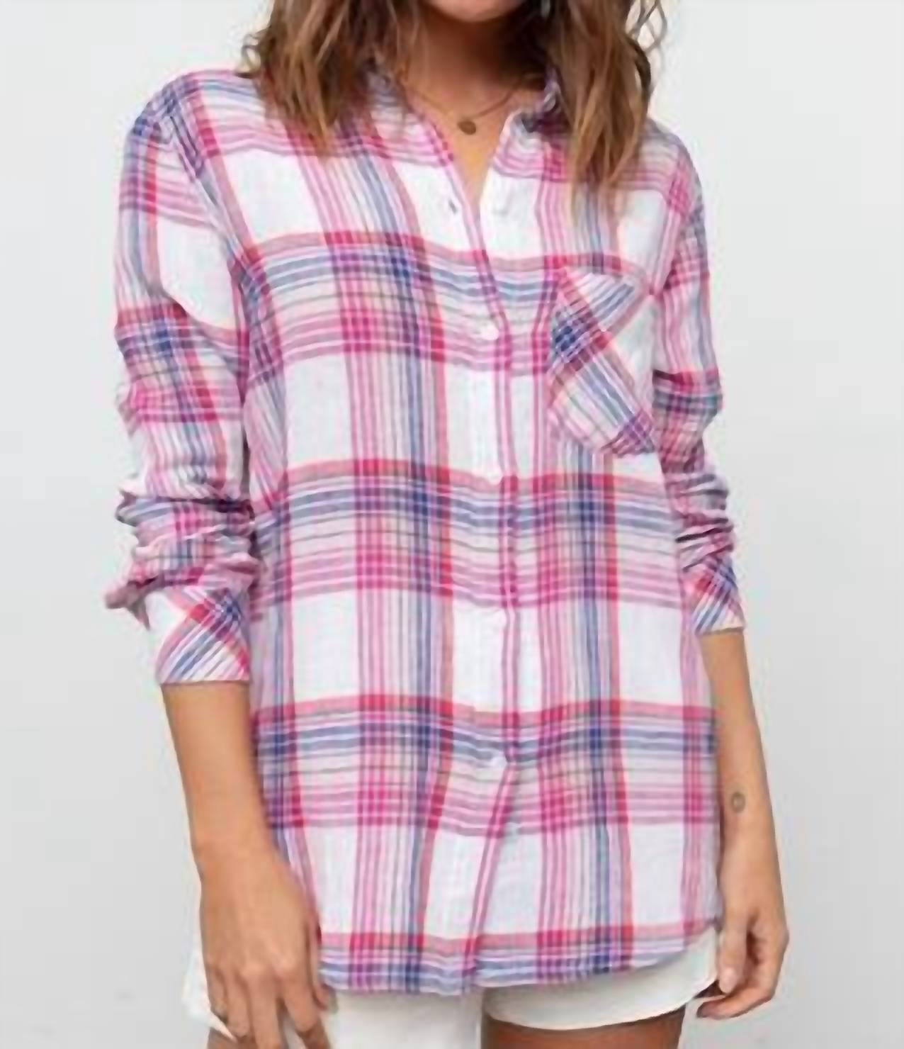 Shop Rails Charli Plaid Shirt In Peach Multi In Pink