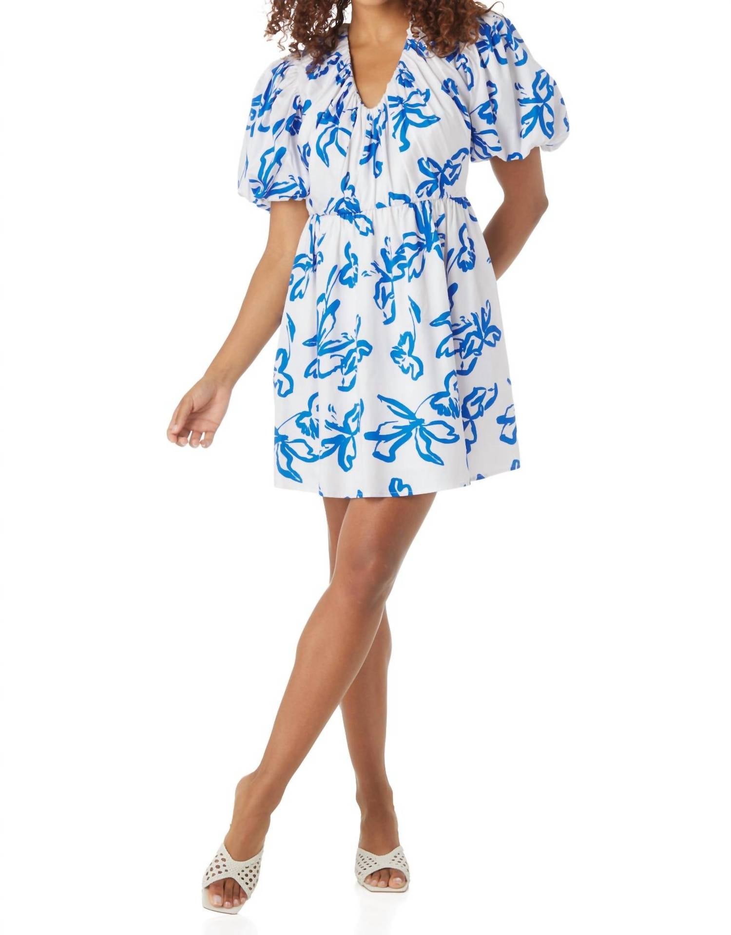 Crosby By Mollie Burch Burch Rainey Dress In Park Floral White In Blue