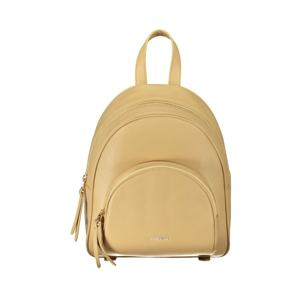 Shop Coccinelle Leather Women's Backpack In Beige
