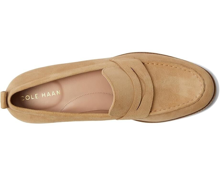 Cole Haan Stassi W28191 Women's US 8.5 Brown Suede Penny Loafer Shoes ZPO360 (Brown,8.5)