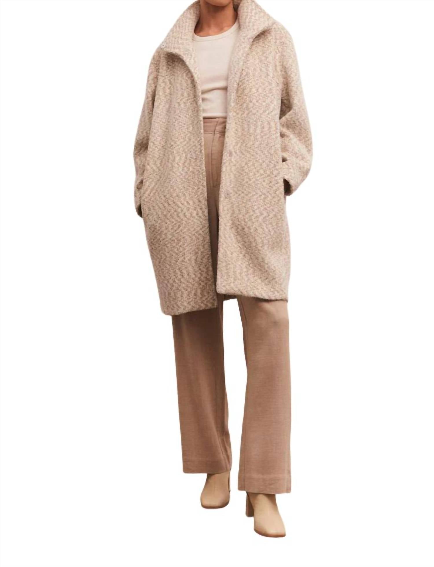 Z Supply Conner Mohair Knit Coat In White In Neutral