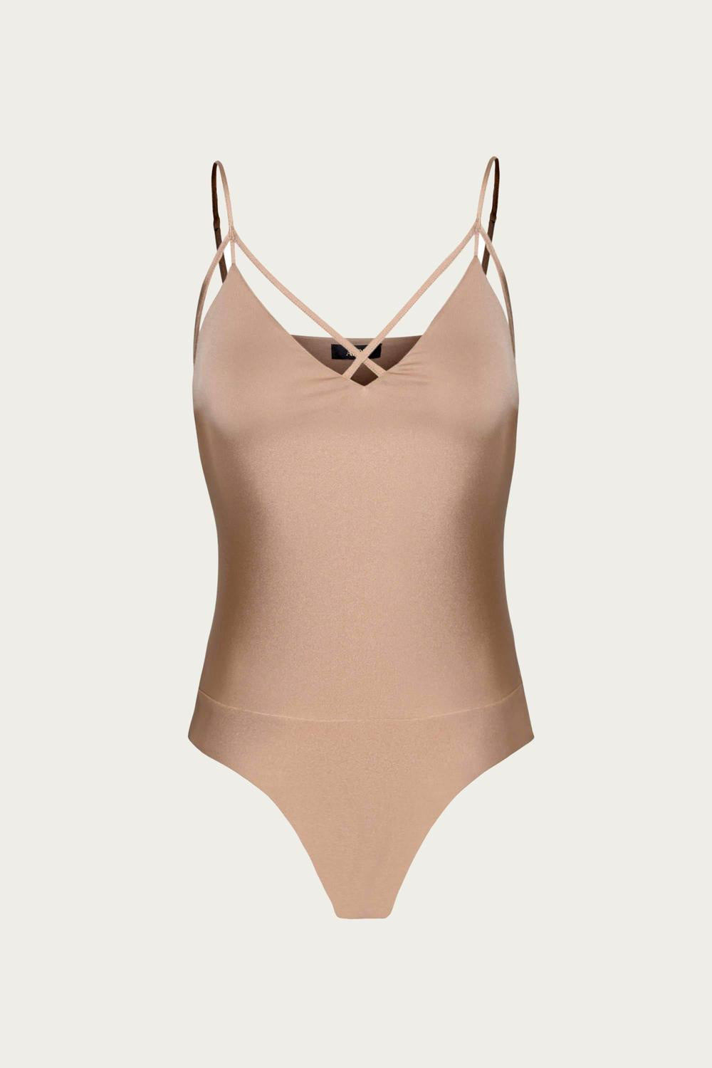 Shop Afrm Cole Bodysuit In Sienna In Beige