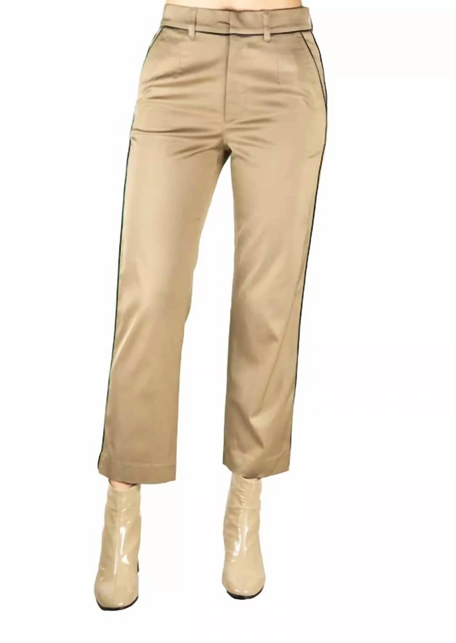 Elaine Kim Tarika High Power Cupro Cropped Trouser In Khaki In Blue