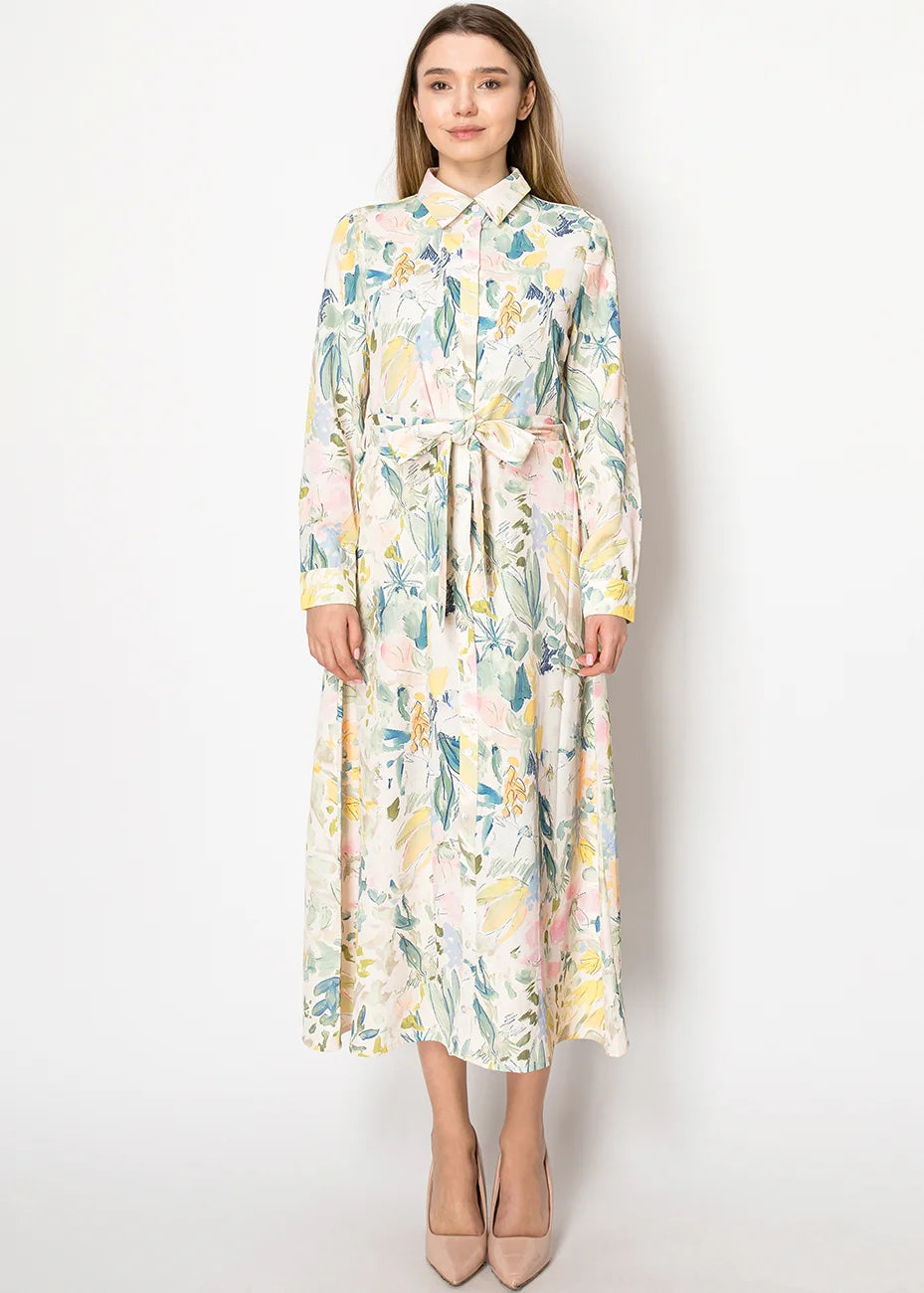 Yal New York Blush Petals Button-down Dress In Purple