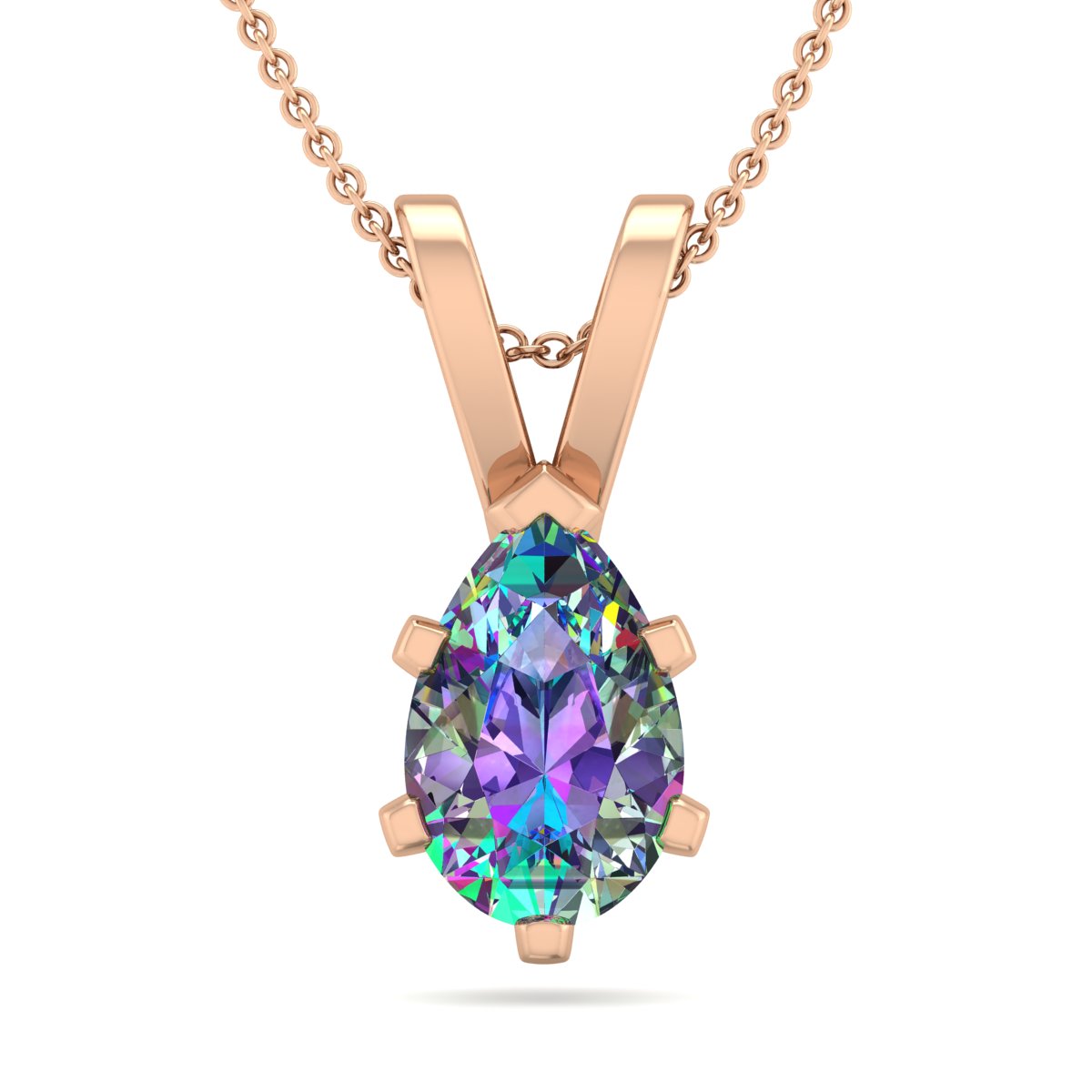 Sselects 3/4 Carat Pear Shape Mystic Topaz Necklace In 14 Karat Rose Gold Over Sterling In Silver