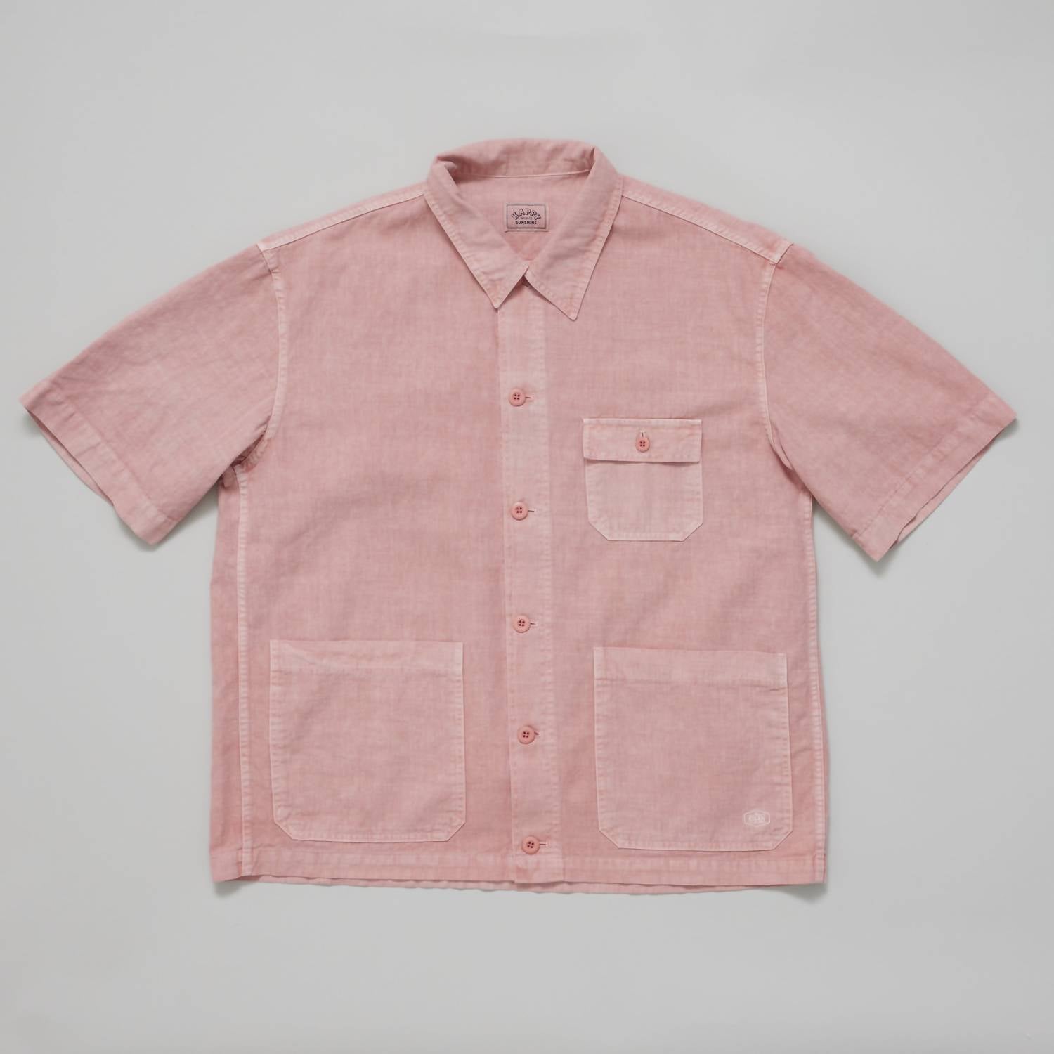 Shop Kappy Pigment Half Shirt Jacket In Dusty Pink