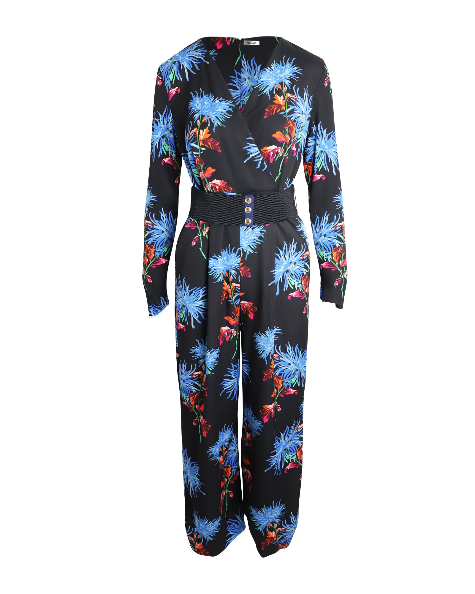 Image of Diane Von Furstenberg Floral Jumpsuit in Black Viscose