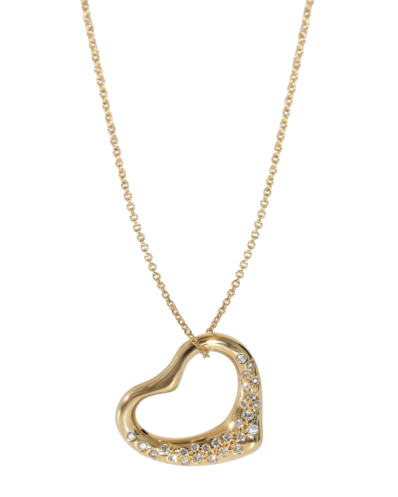 Shop Tiffany & Co Elsa Peretti Open Heart Pendant In 18k Yellow Gold 0.8 Ctw