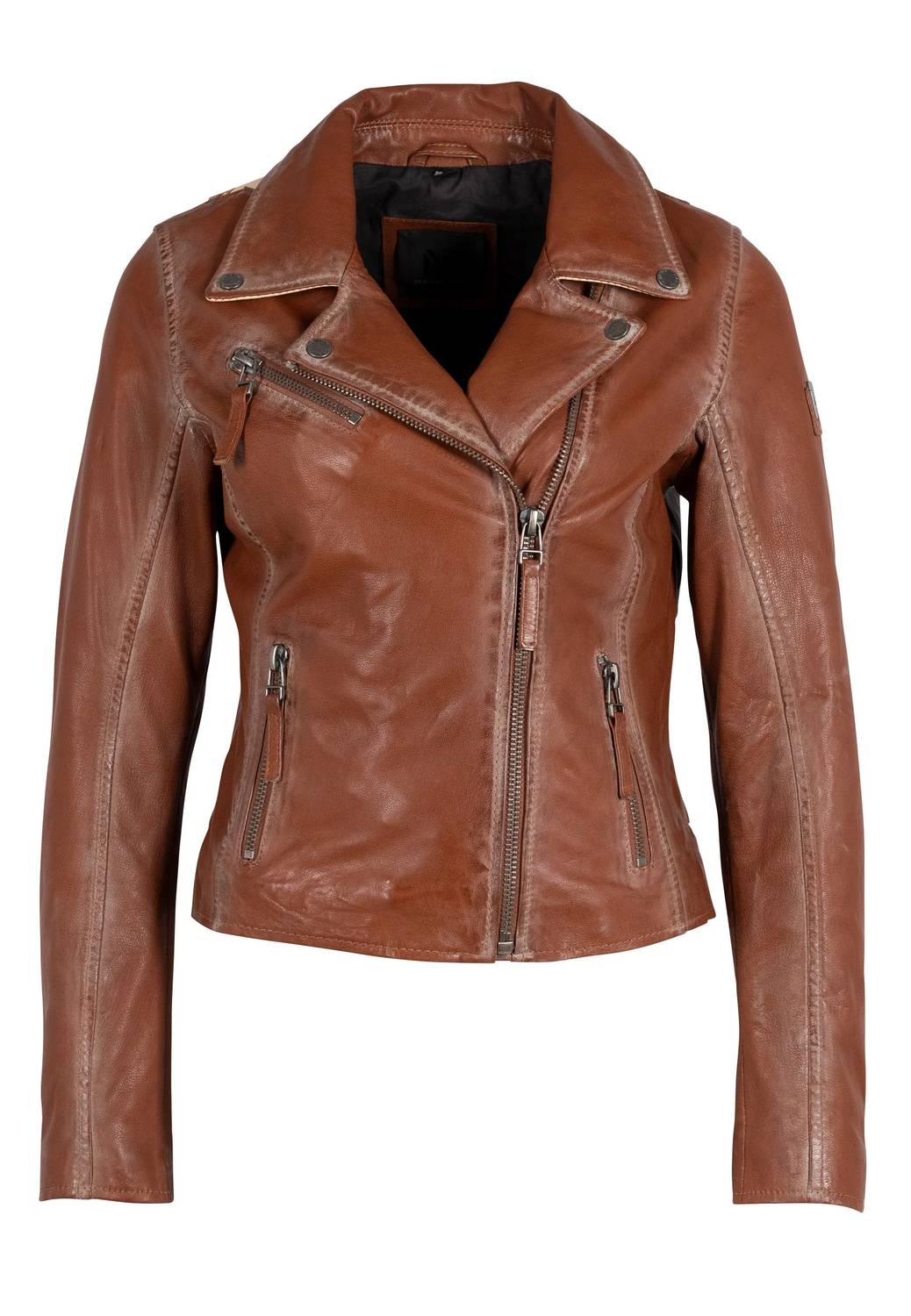 Mauritius Christy Rf Star Detail Leather Jacket In Burnt Orange In Brown