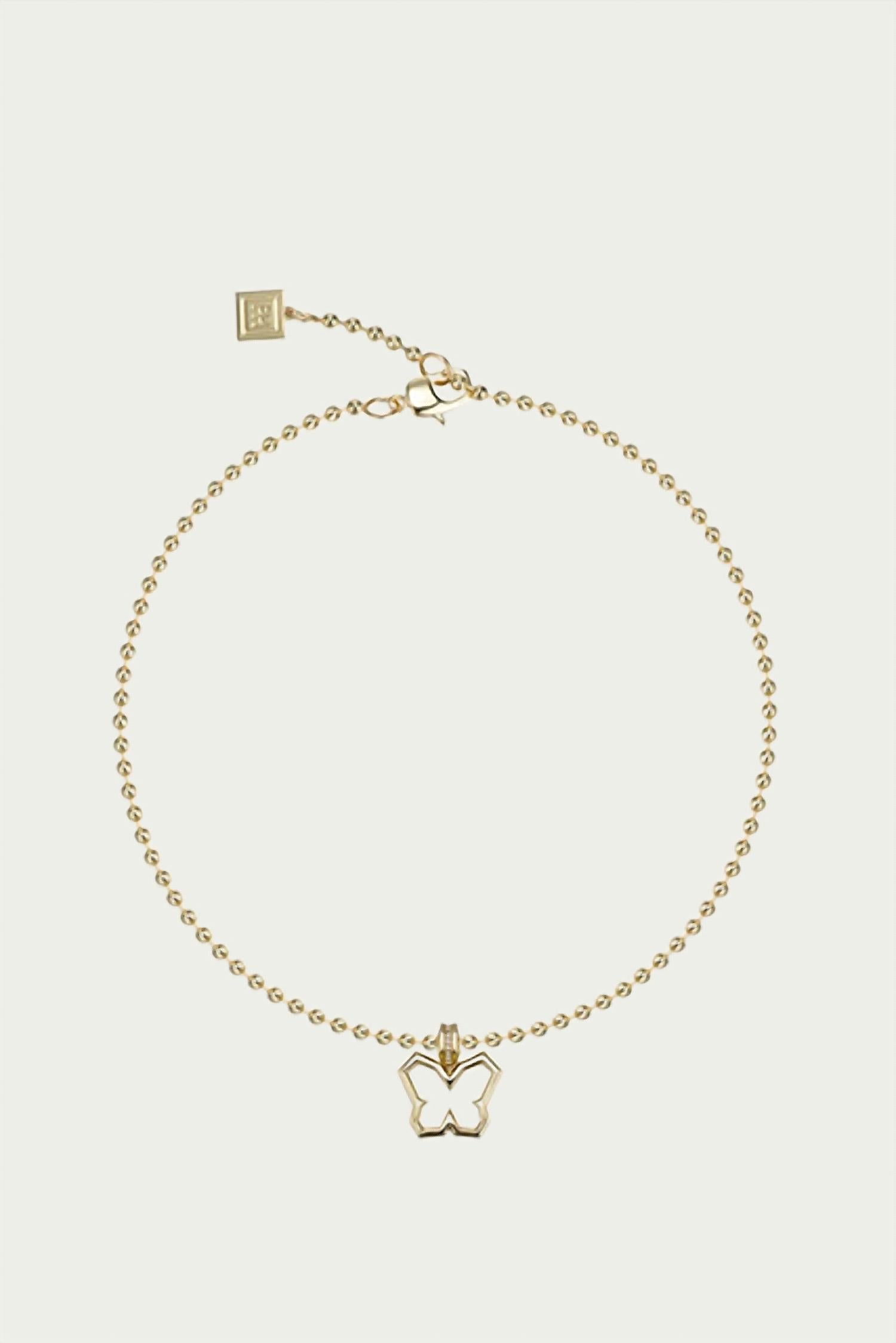 Shop F+h Studios Y2k Butterfly Charm Necklace In Gold/clear