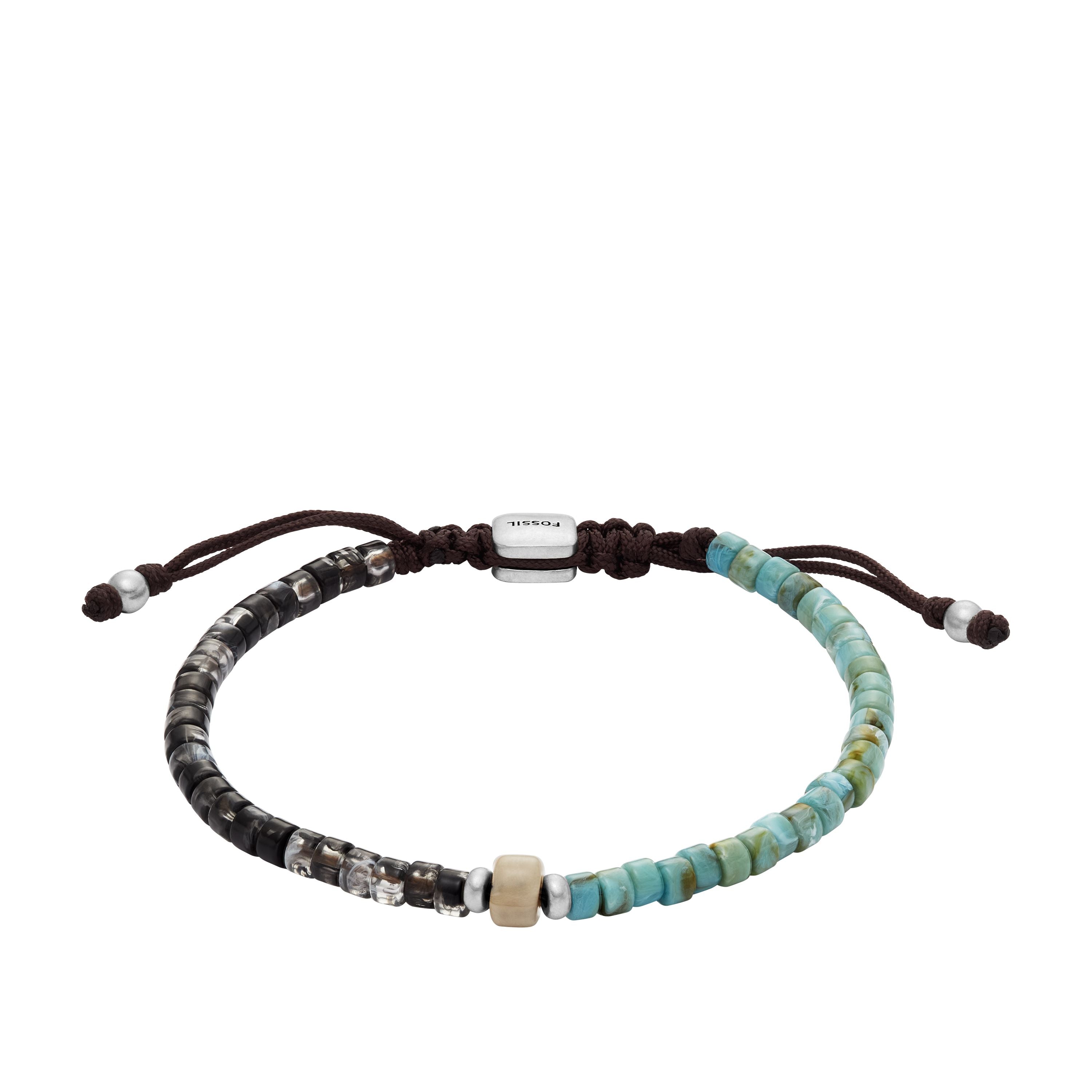 Fossil Men's Summer Fashion Turquoise And Black Acrylic Beaded Bracelet In Multi