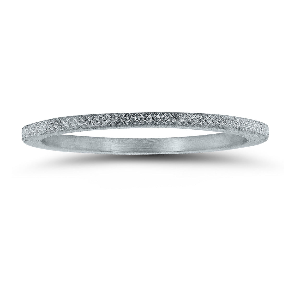Shop Sselects 1mm Thin Wedding Band With Cross Hatch Center In 14k White Gold In Silver