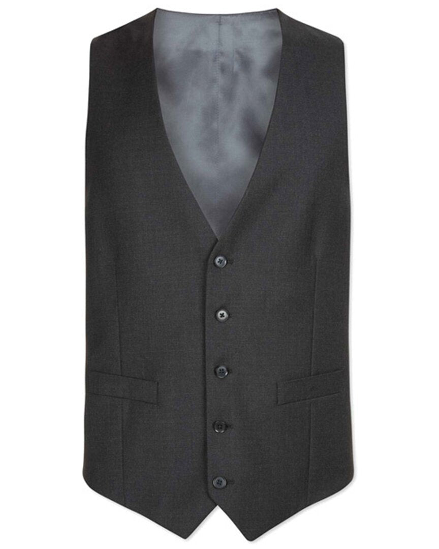 Charles Tyrwhitt Birdseye Travel Suit Wool Waistcoat In Grey