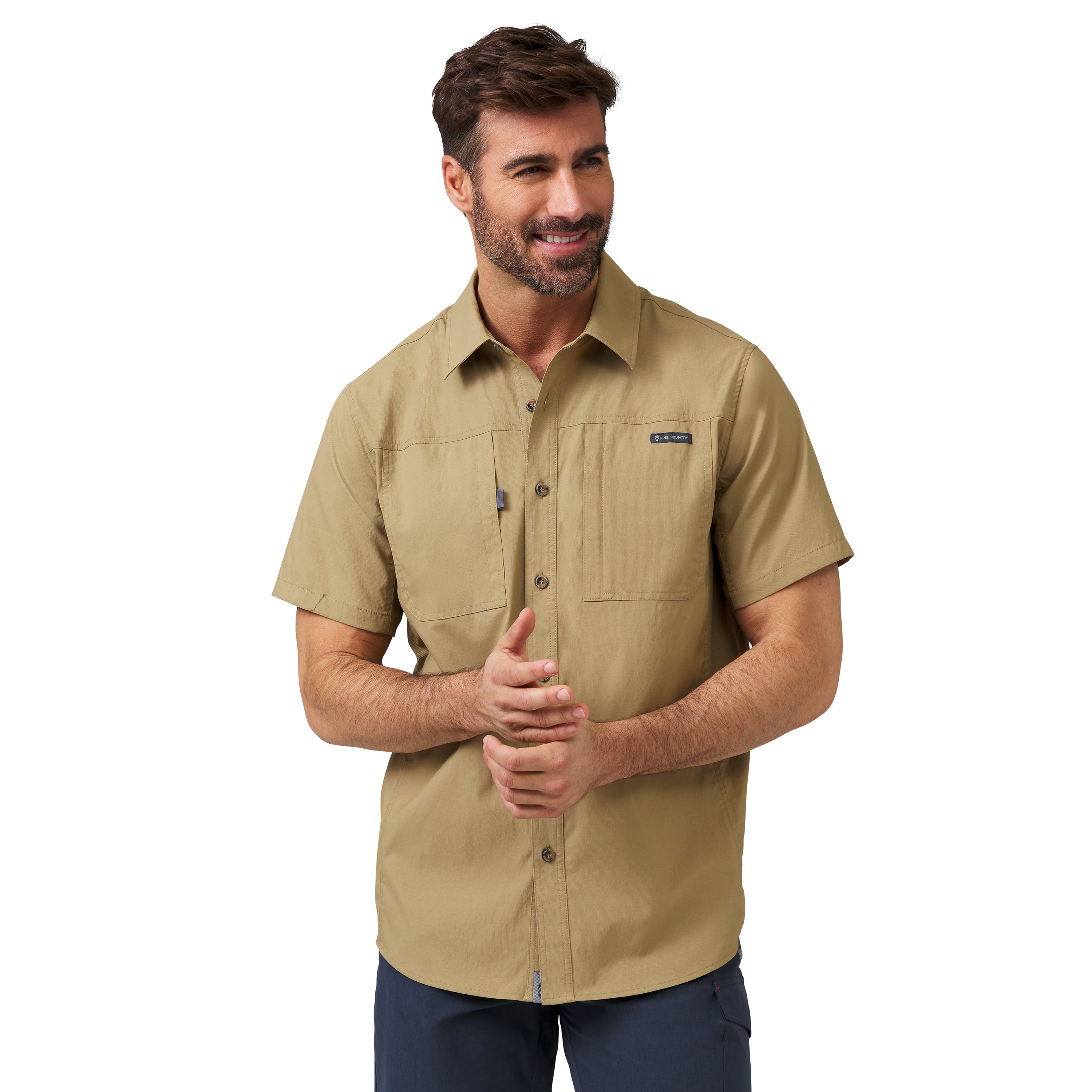 Free Country Men's Acadia Short Sleeve Shirt In Gold