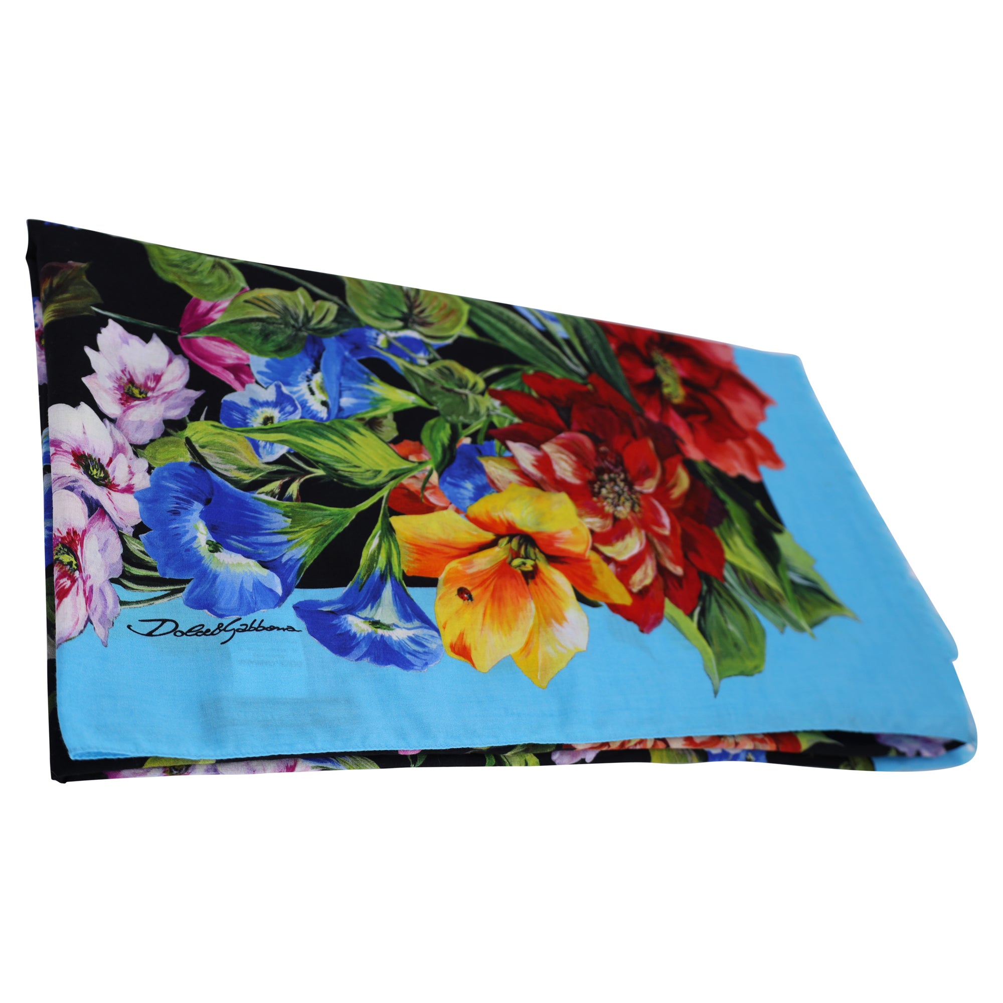 image of Dolce & Gabbana Floral Scarf in Multicolor Silk