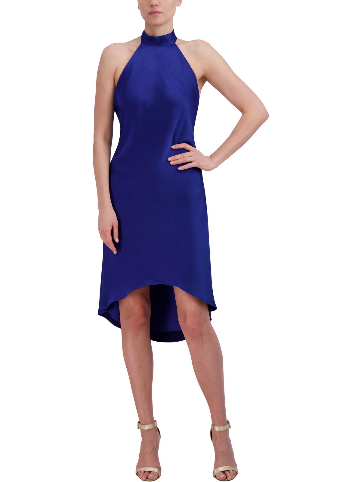 Shop Bcbgmaxazria Womens Satin Midi Cocktail And Party Dress In Blue