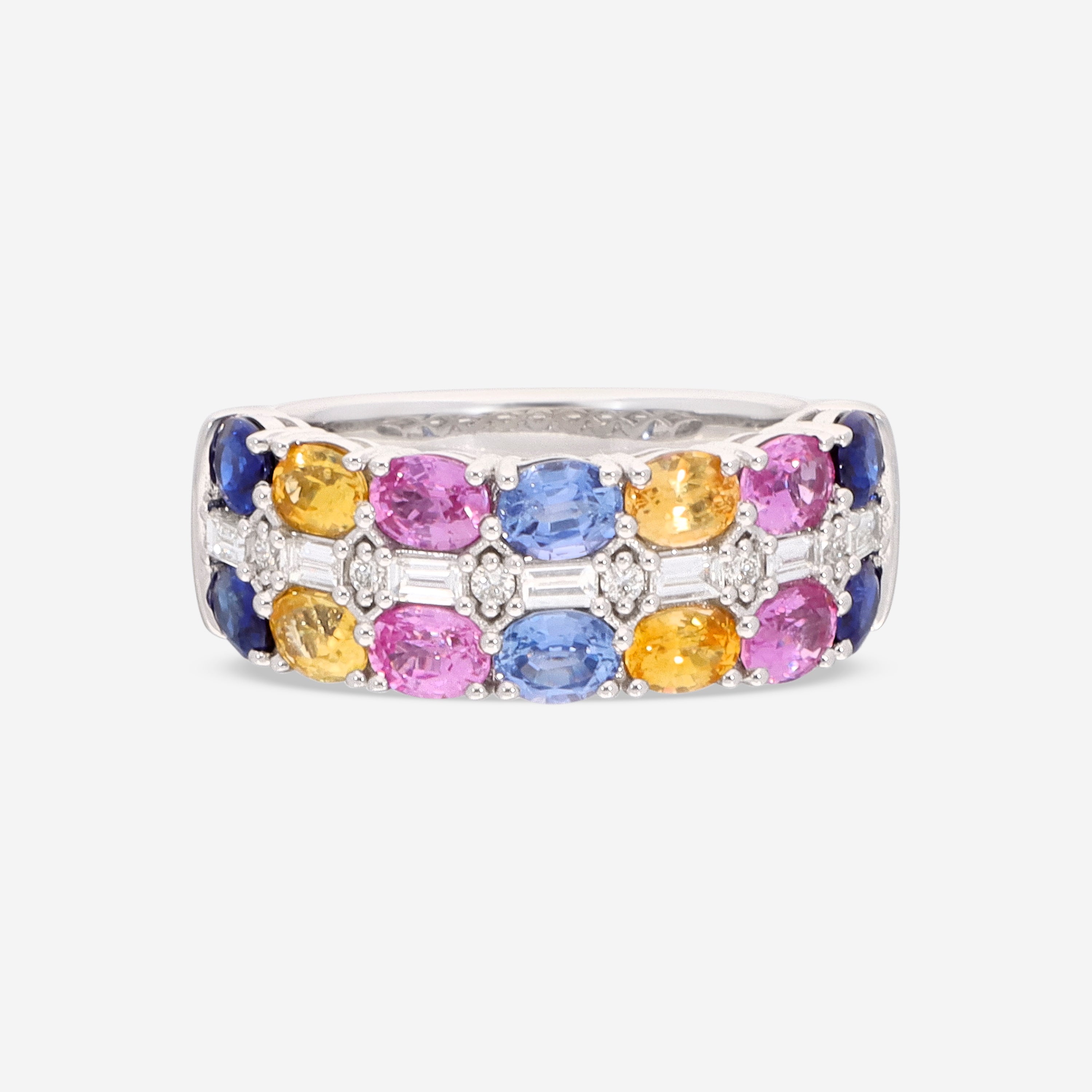 Shop Ina Mar 14k White Gold 0.31ct. Twd Diamond And 3.36ct. Tw Sapphire Statement Ring Cn/574194 In Pink