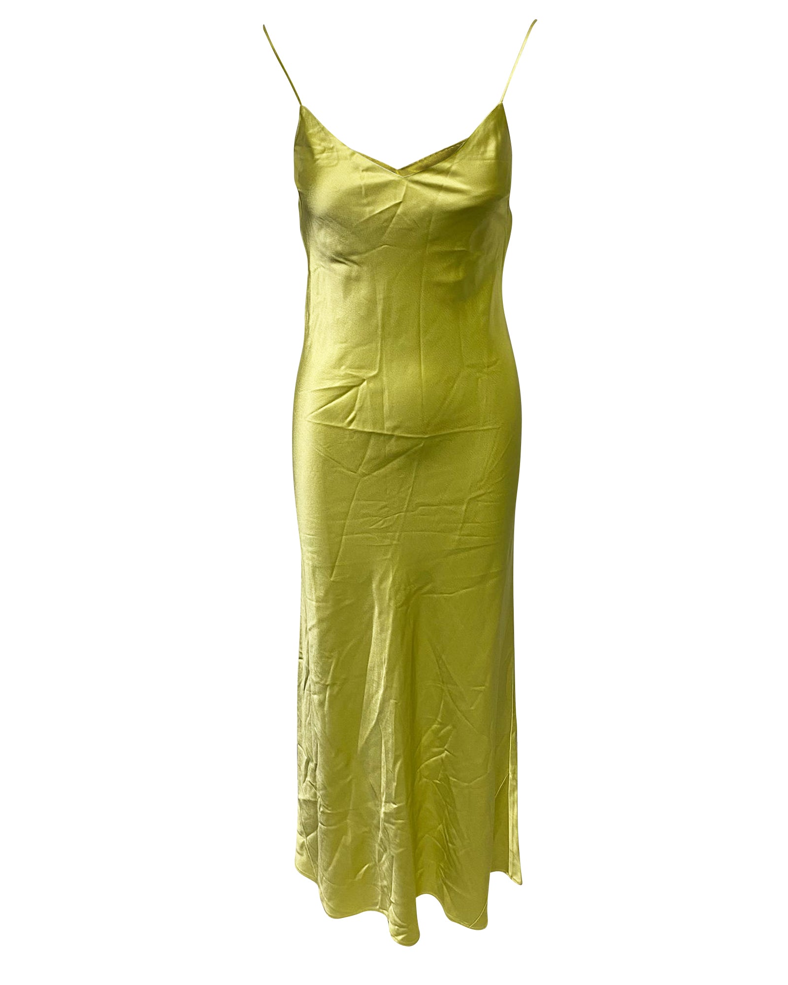 image of Galvan London V-neck Slip Dress in Green Triacetate