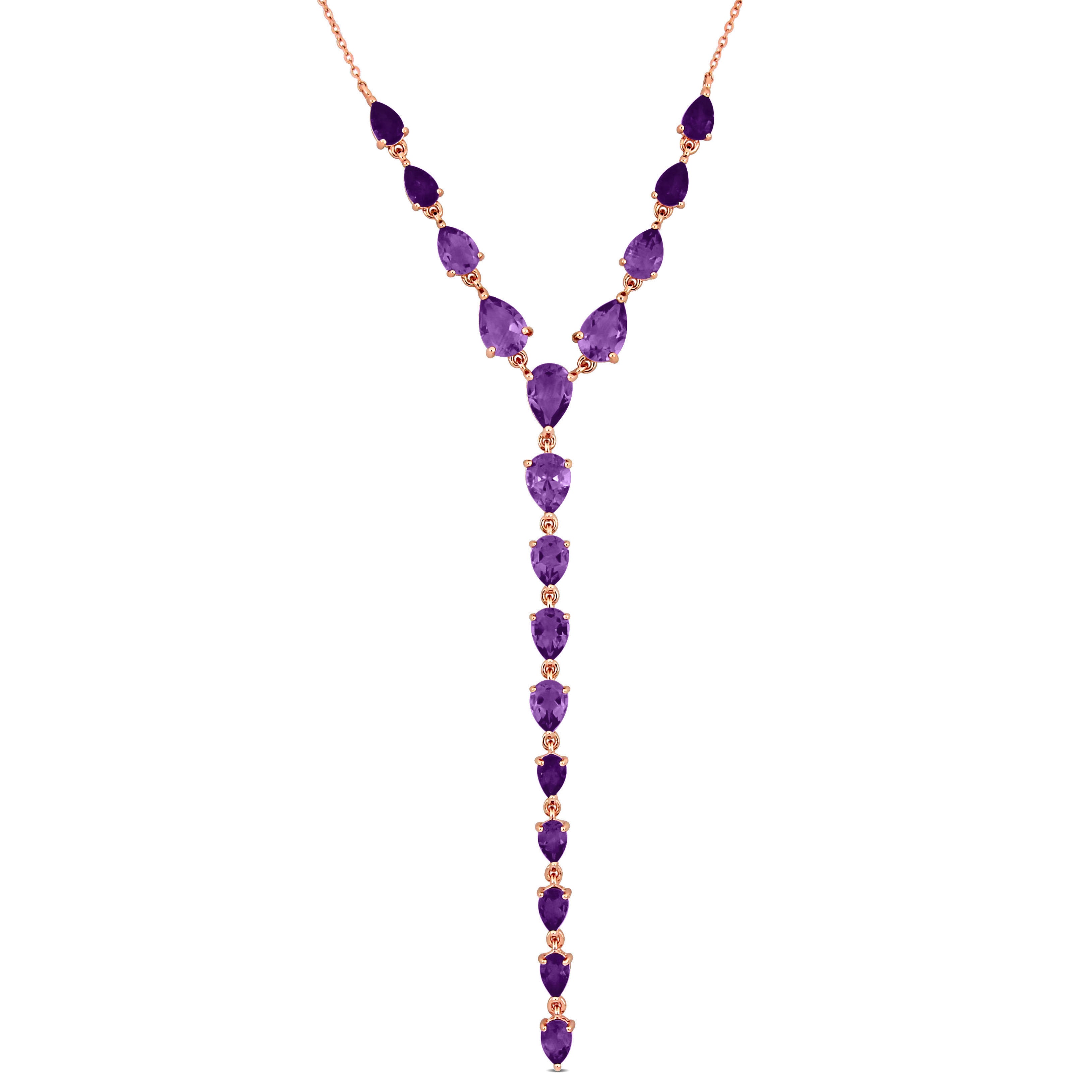 Mimi & Max 9 1/2ct Tgw Pear-cut Amethyst Lariat Necklace In Sterling Silver-18 In + 2 Ext. In Blue