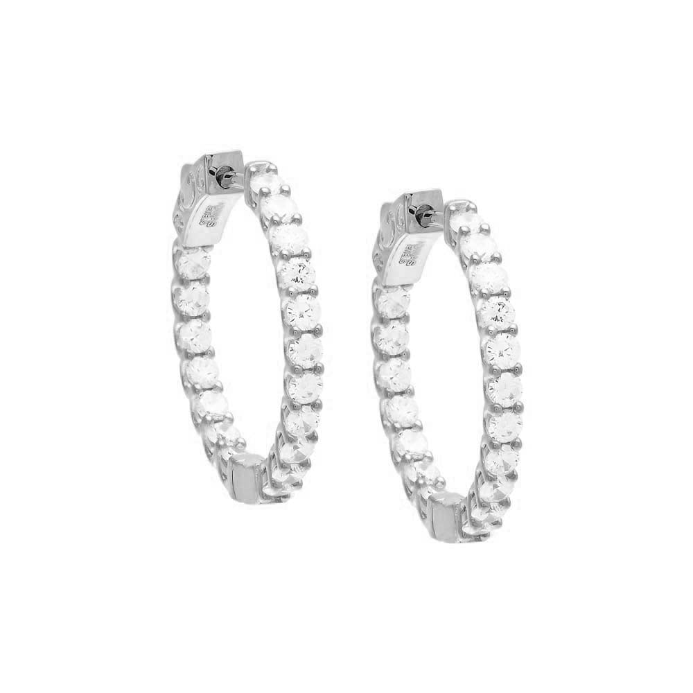 Shop Adina Eden Cz Thin Round Hoop Earring In Silver