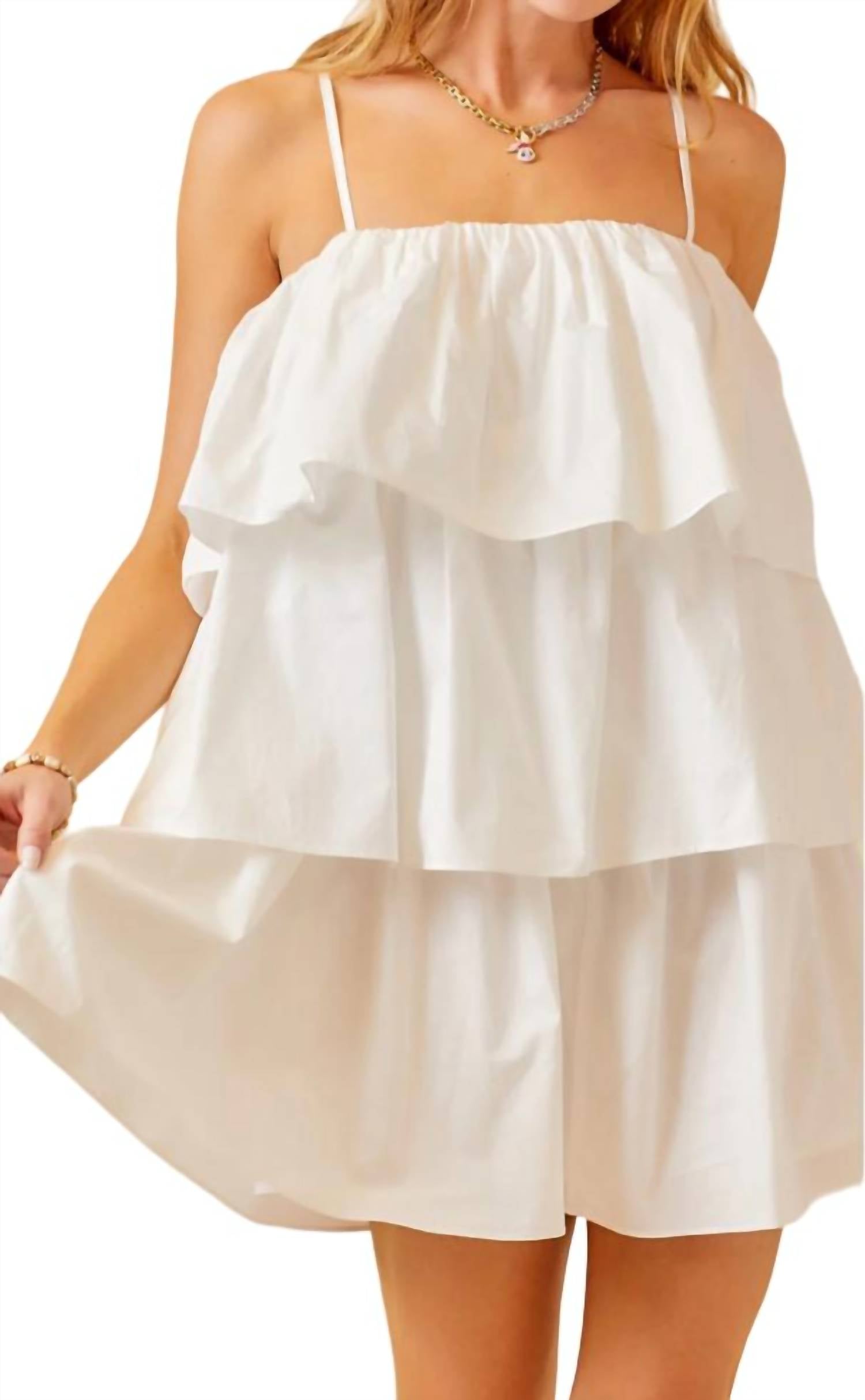 Day + Moon Flounce Tiered Dress In White