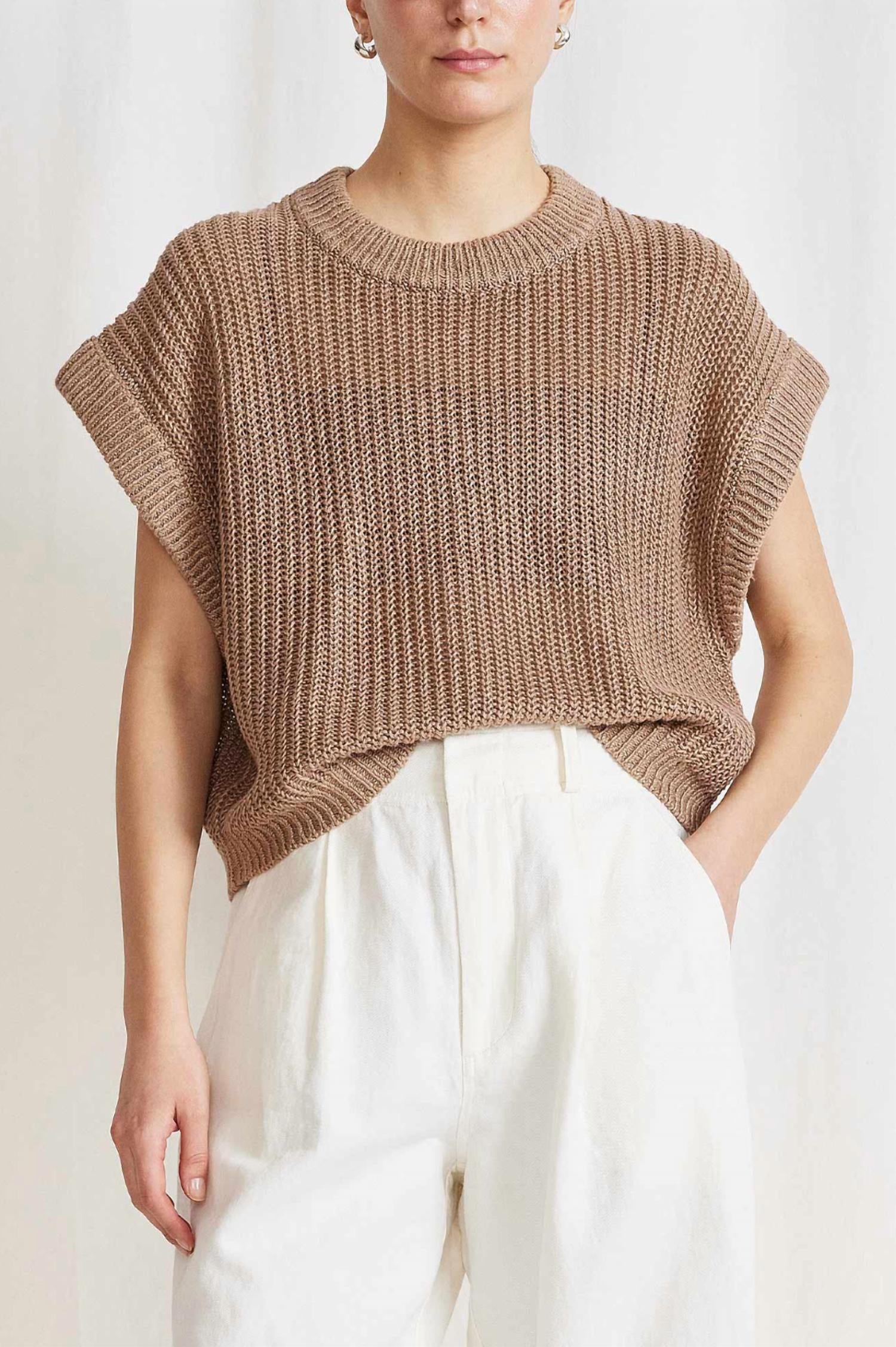 Apiece Apart Olivia Linen Vest In Cream In Brown