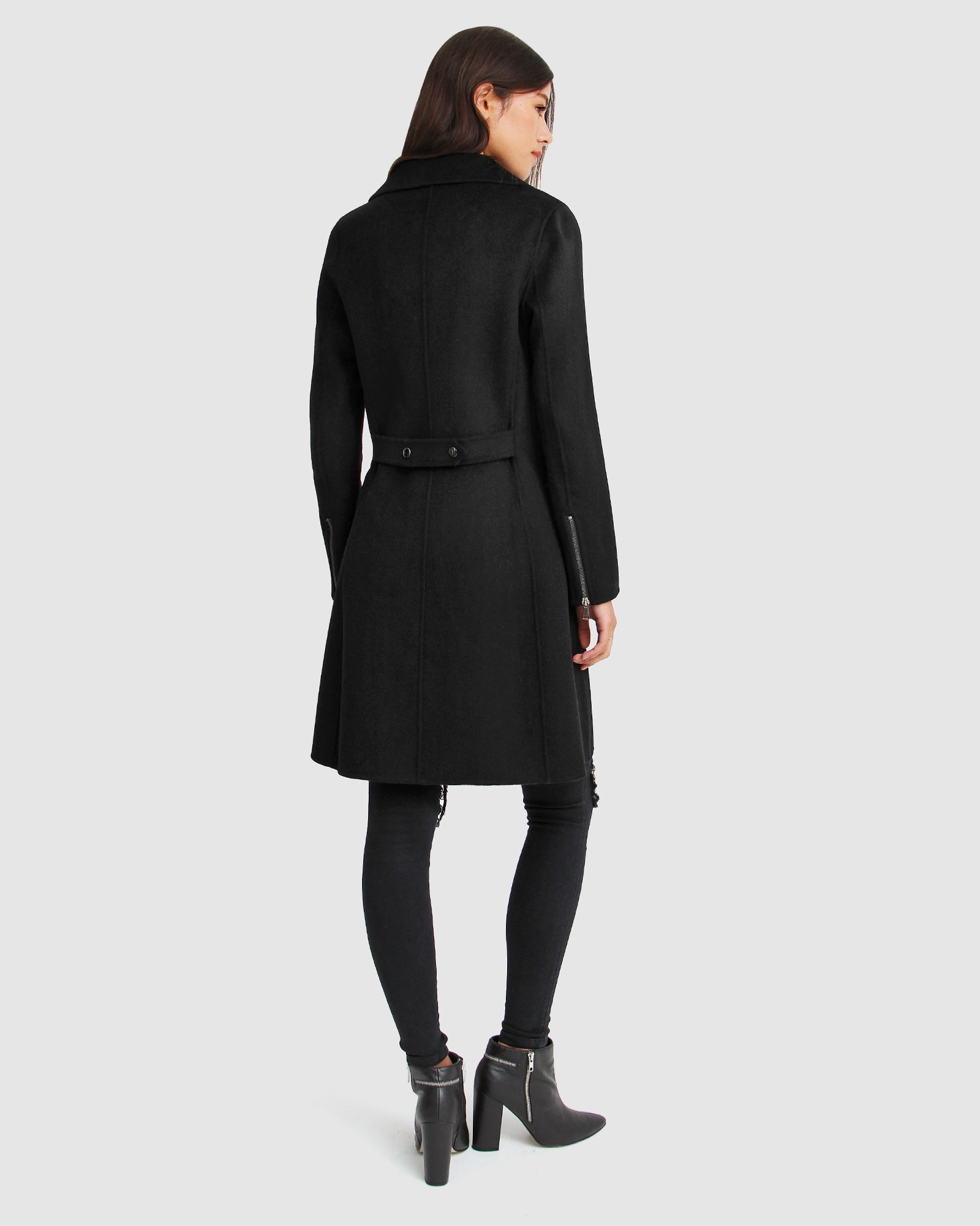 Belle & Bloom Last Chance Wool Blend Moto Coat In Black