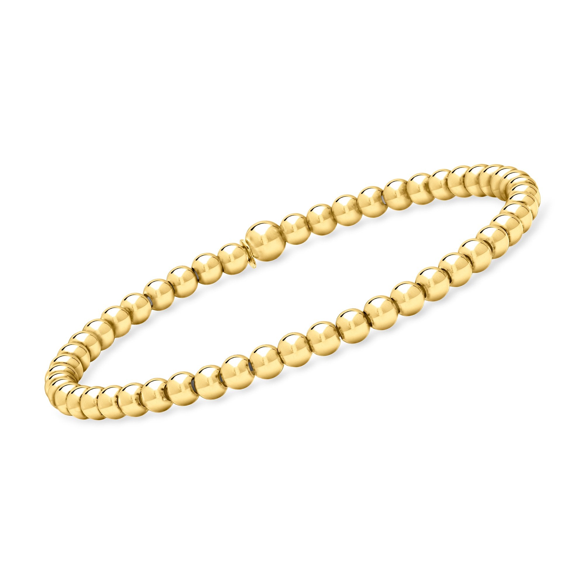 Rs Pure By Ross-simons Italian 4mm 18kt Gold Vermeil Bead Stretch Bracelet In Multi