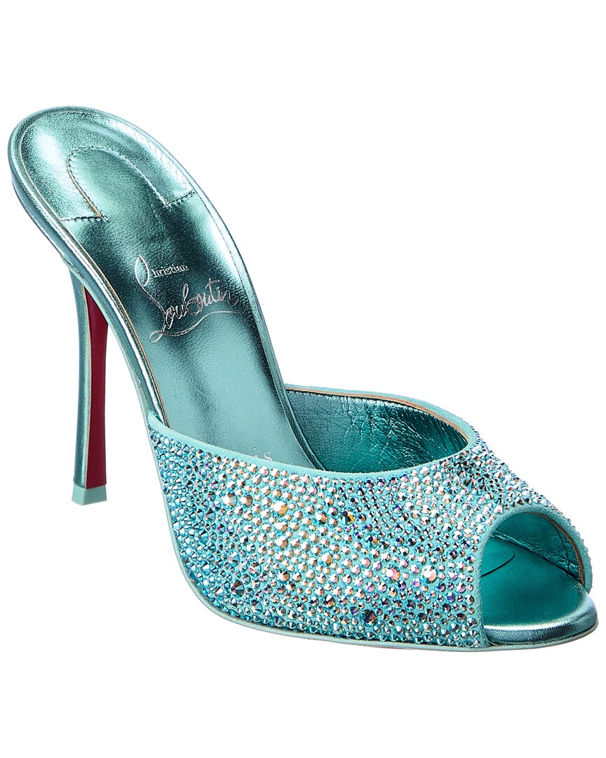 Christian Louboutin Me Dolly Strass 100 Suede & Leather Sandal In Blue