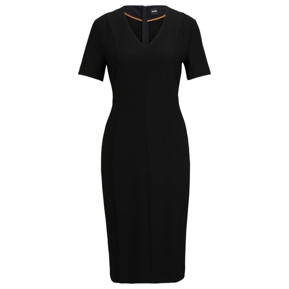 Hugo Boss Slim-fit Dress With Full Rear Zip In Black