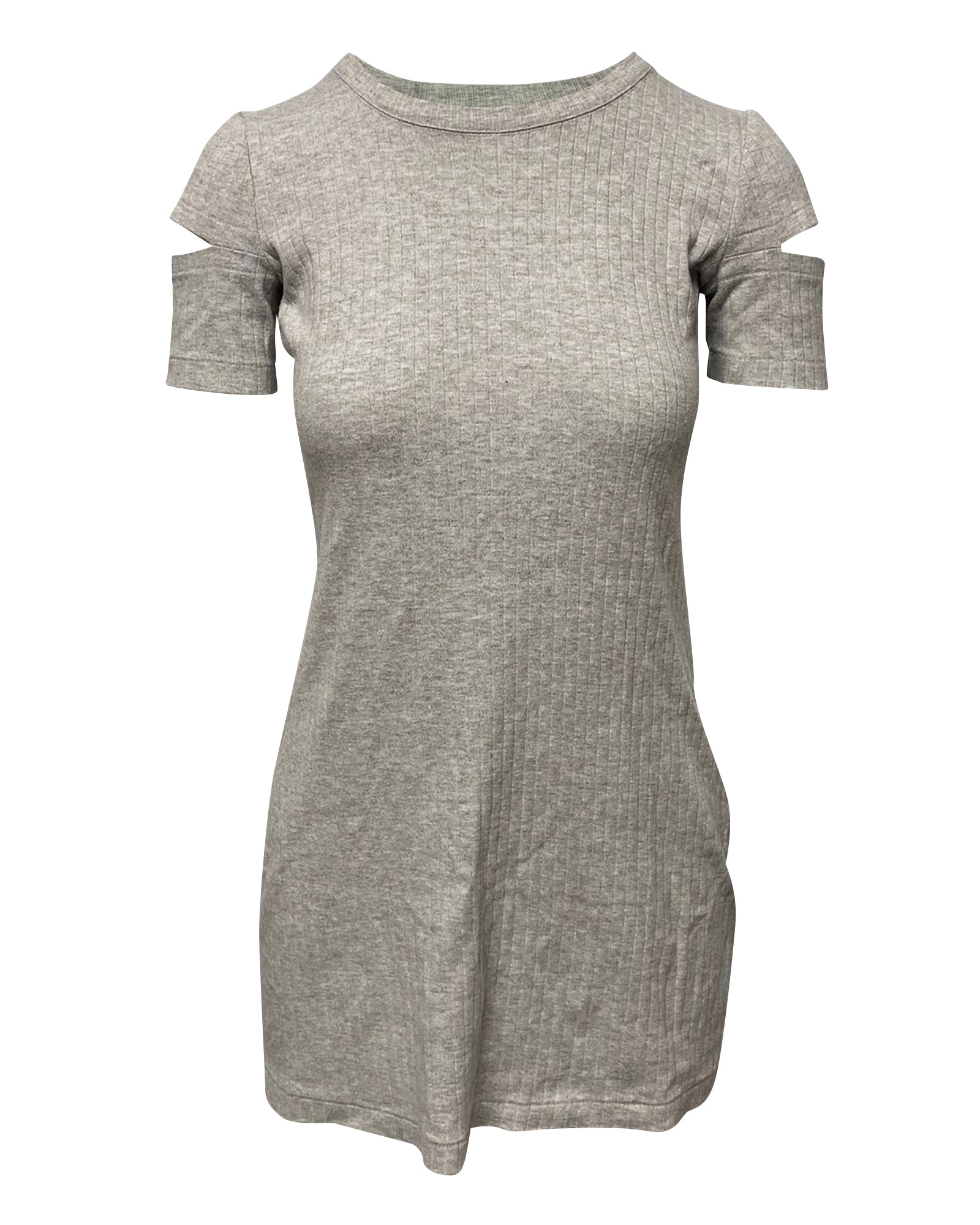 image of Helmut Lang Slash Sleeve Dress in Grey Cotton