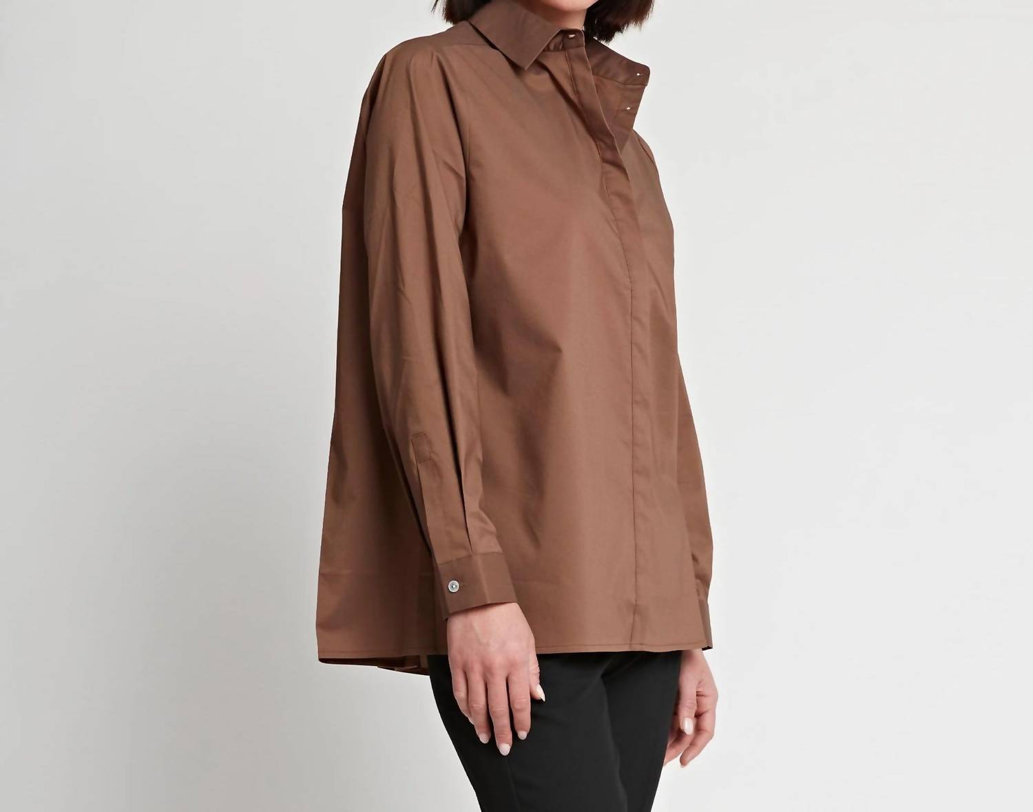 Shop Hinson Wu Sara Long Sleeve Pleated Shirt In Caramel In Brown