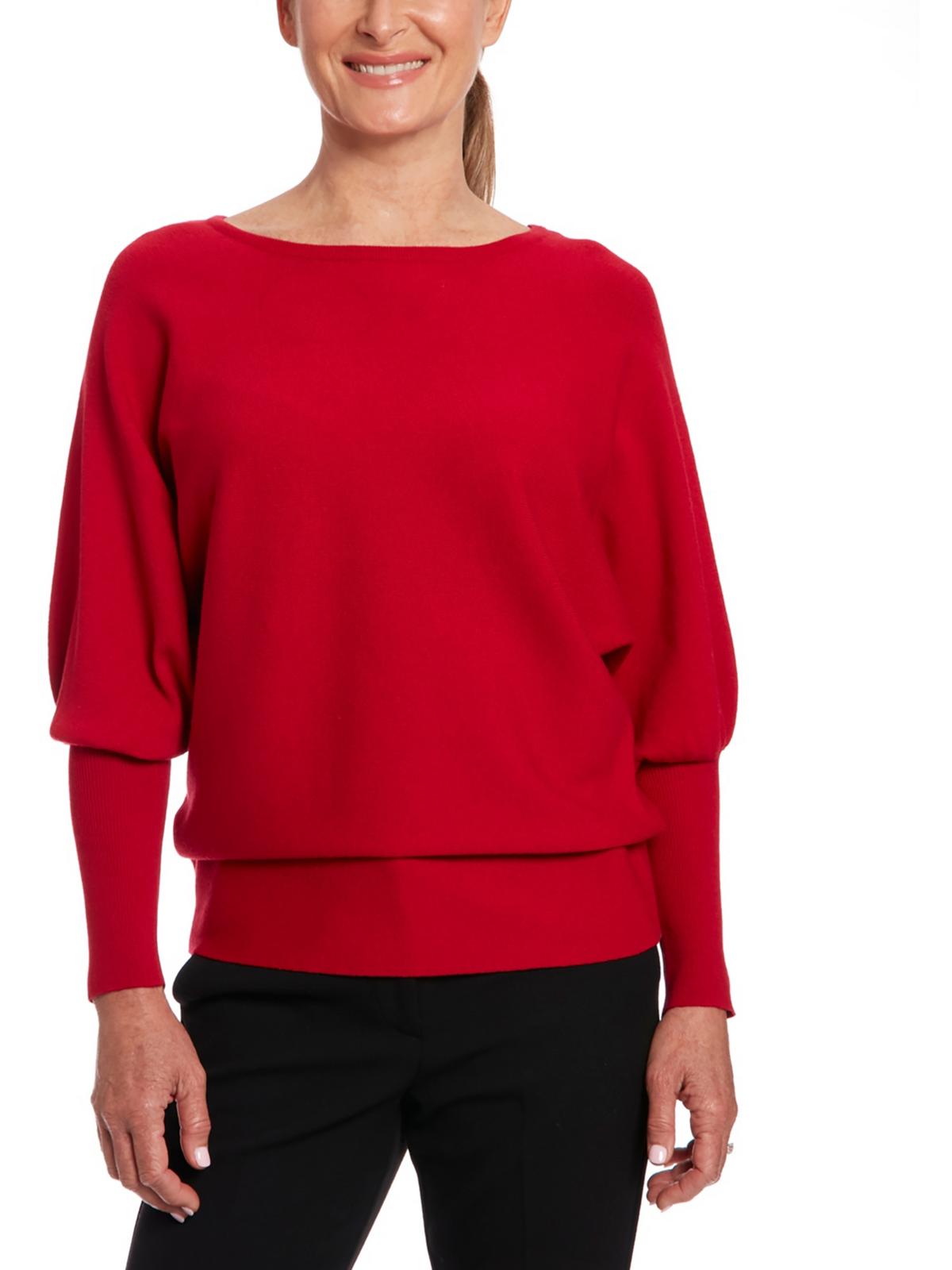 Joseph A Womens Solid Pullover Sweater In Red