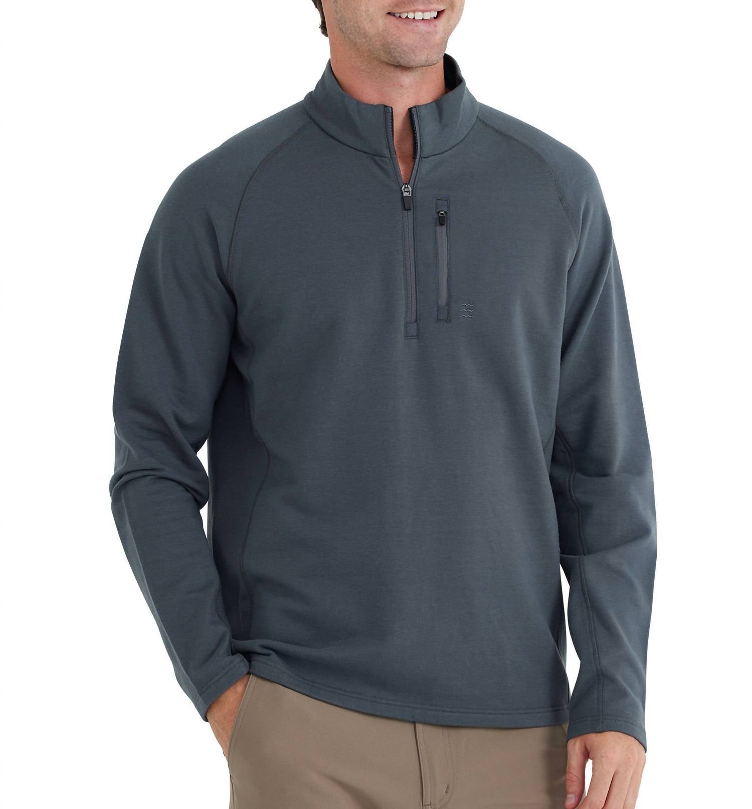 Shop Free Fly Bamboo Heritage Fleece Quarter Zip Sweatshirt In Dark Spruce In Grey