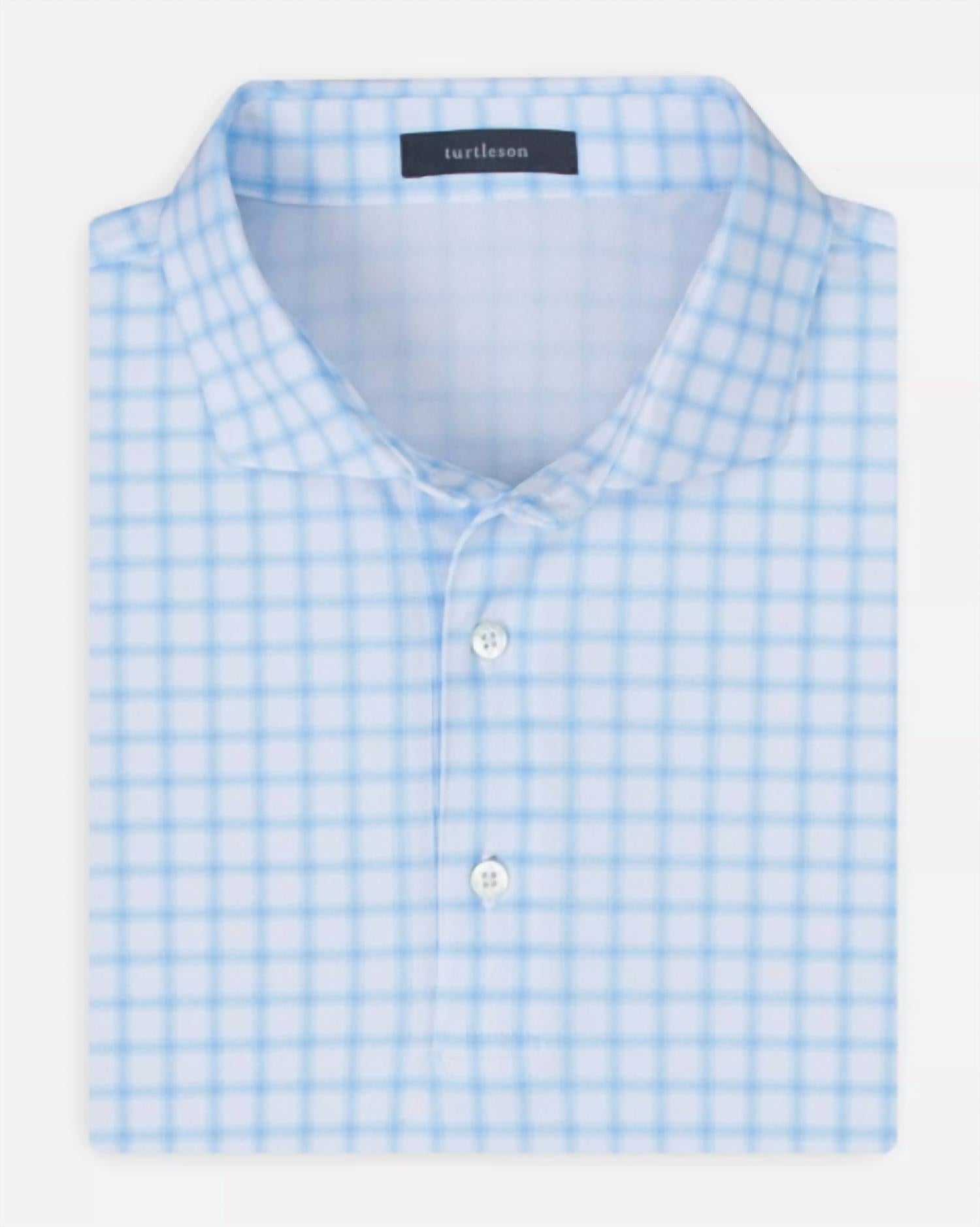 Shop Turtleson Harvey Polo In Sky Windowpane In Blue