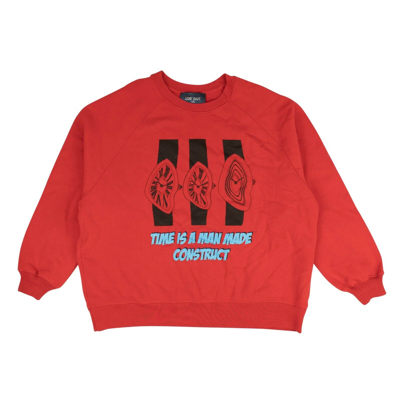 Lost Daze Time Crew Pullover Sweatshirt - Red/blue