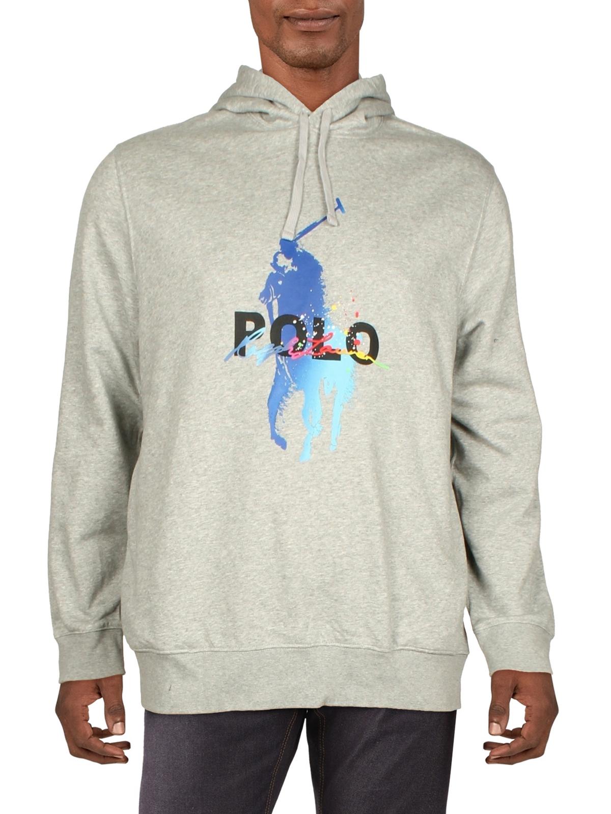 Polo Ralph Lauren Mens Logo Fleece Hoodie In Gray