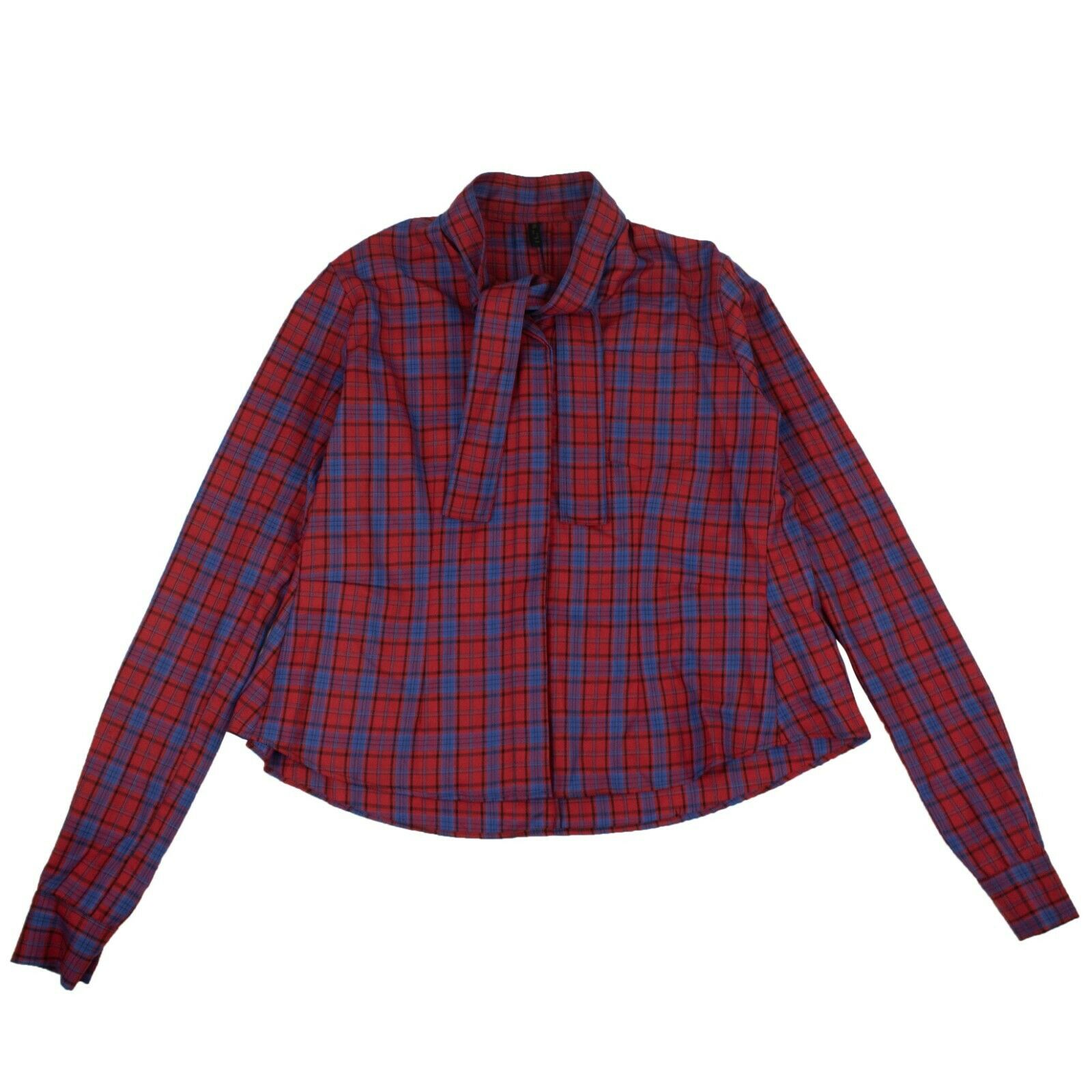 Ben Taverniti Unravel Project Plaid Bow Shirt - Red/blue In Brown