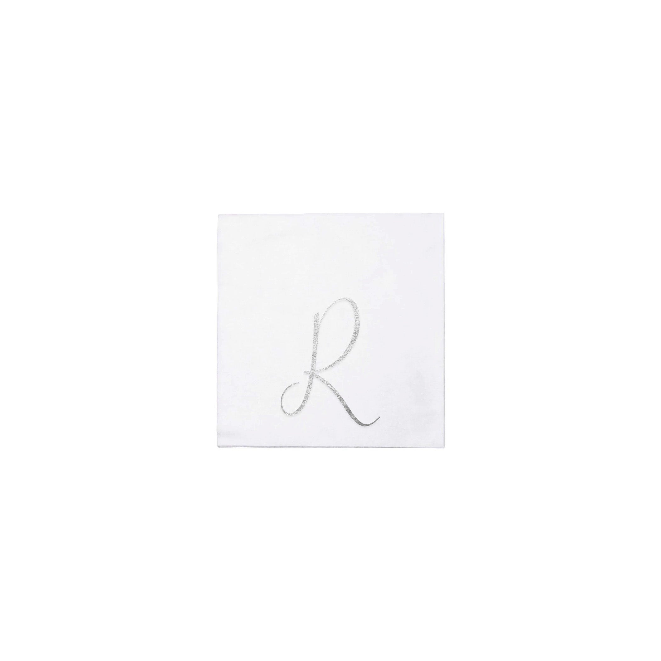 Vietri Papersoft Napkins Silver Monogram Cocktail Napkins - R (pack Of 20)