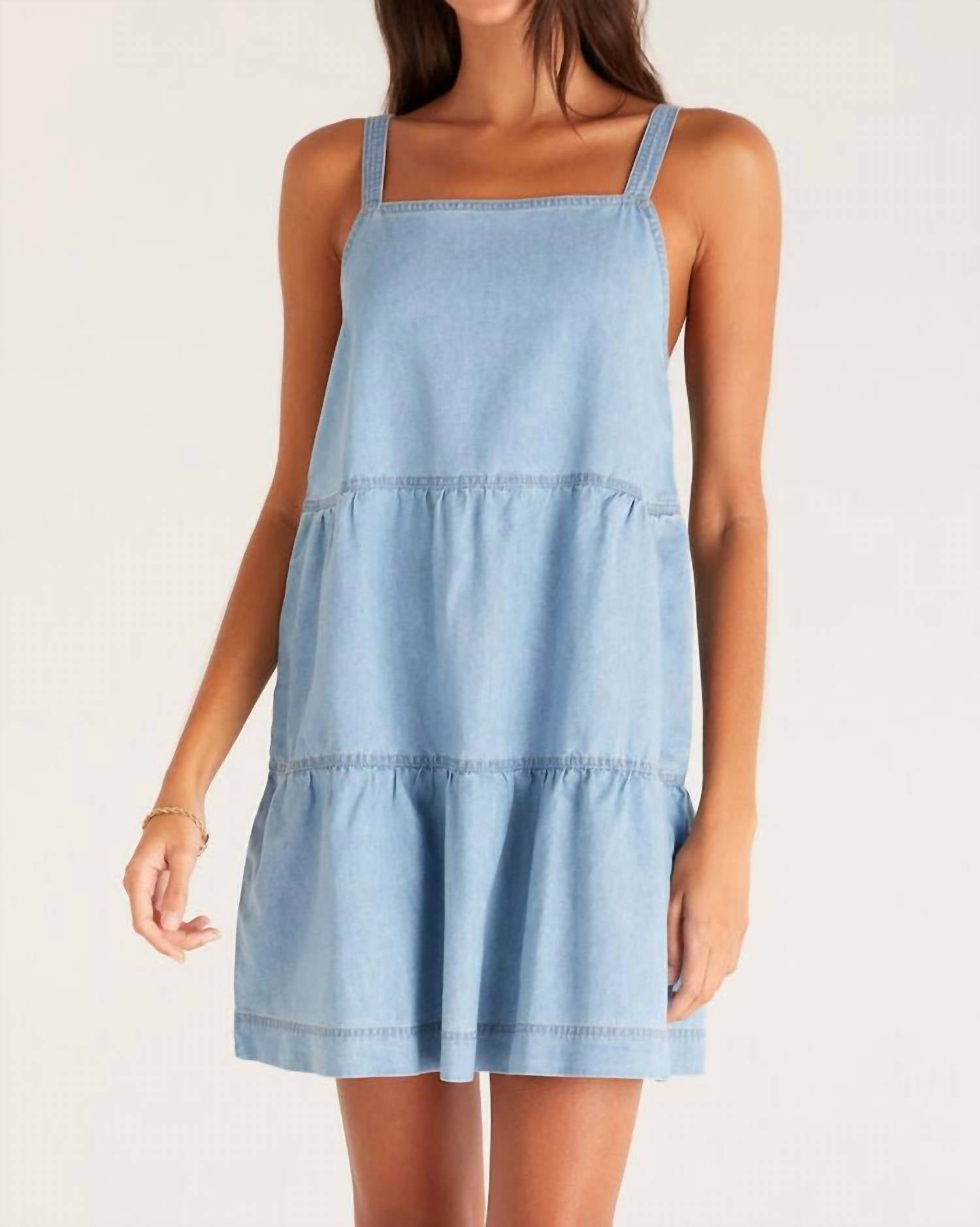 Shop Z Supply Daniela Chambray Dress In Blue