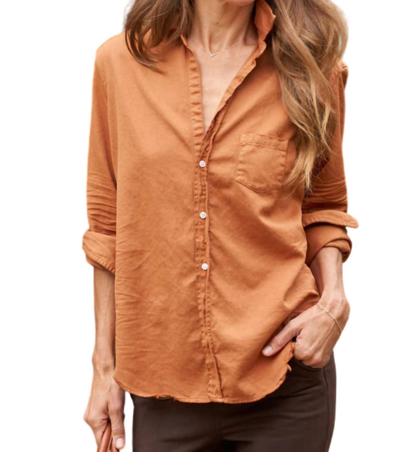 Shop Frank & Eileen Relaxed Button-up Shirt In Toffee In Brown