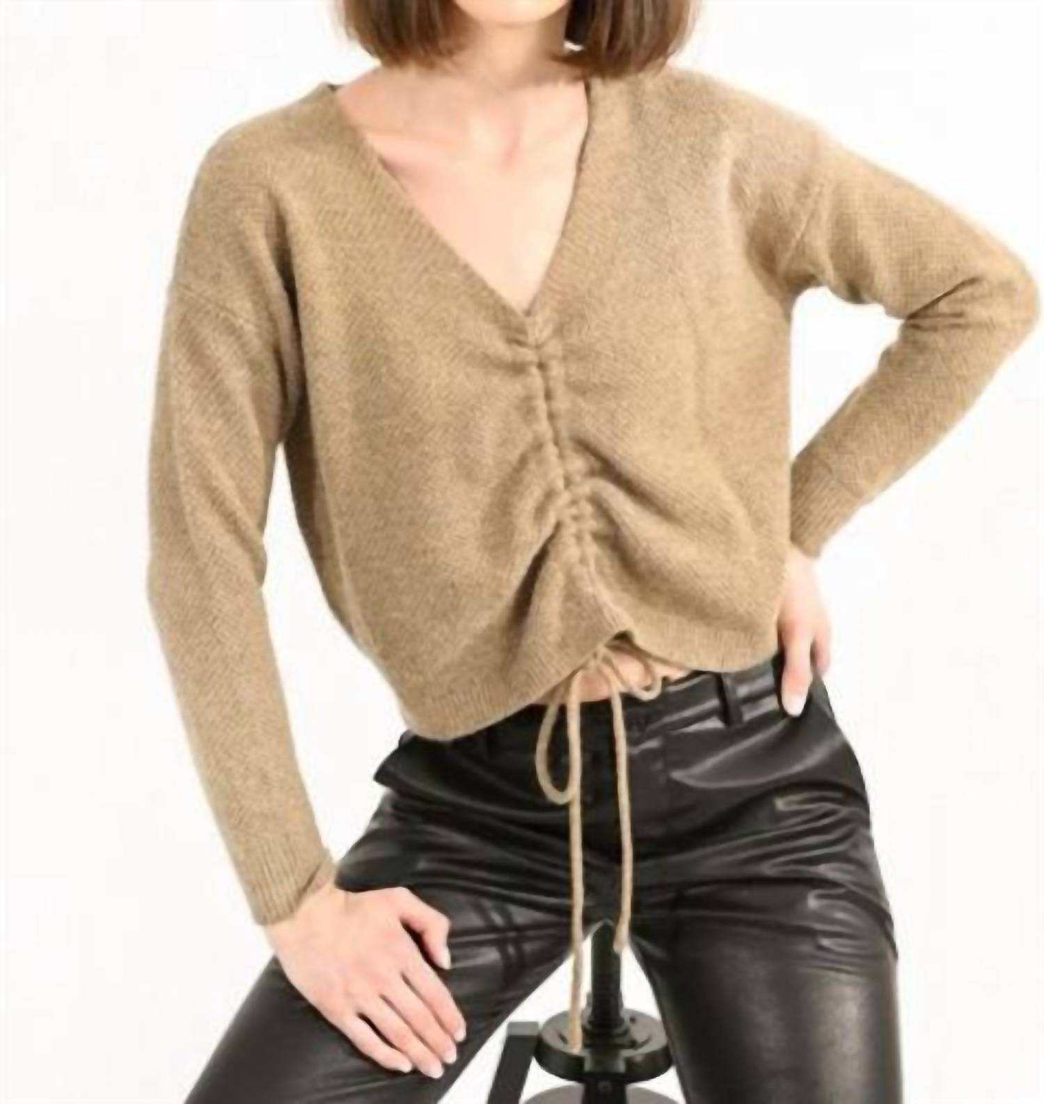 Shop Molly Bracken Poppi Sweater In Light Khaki In Brown