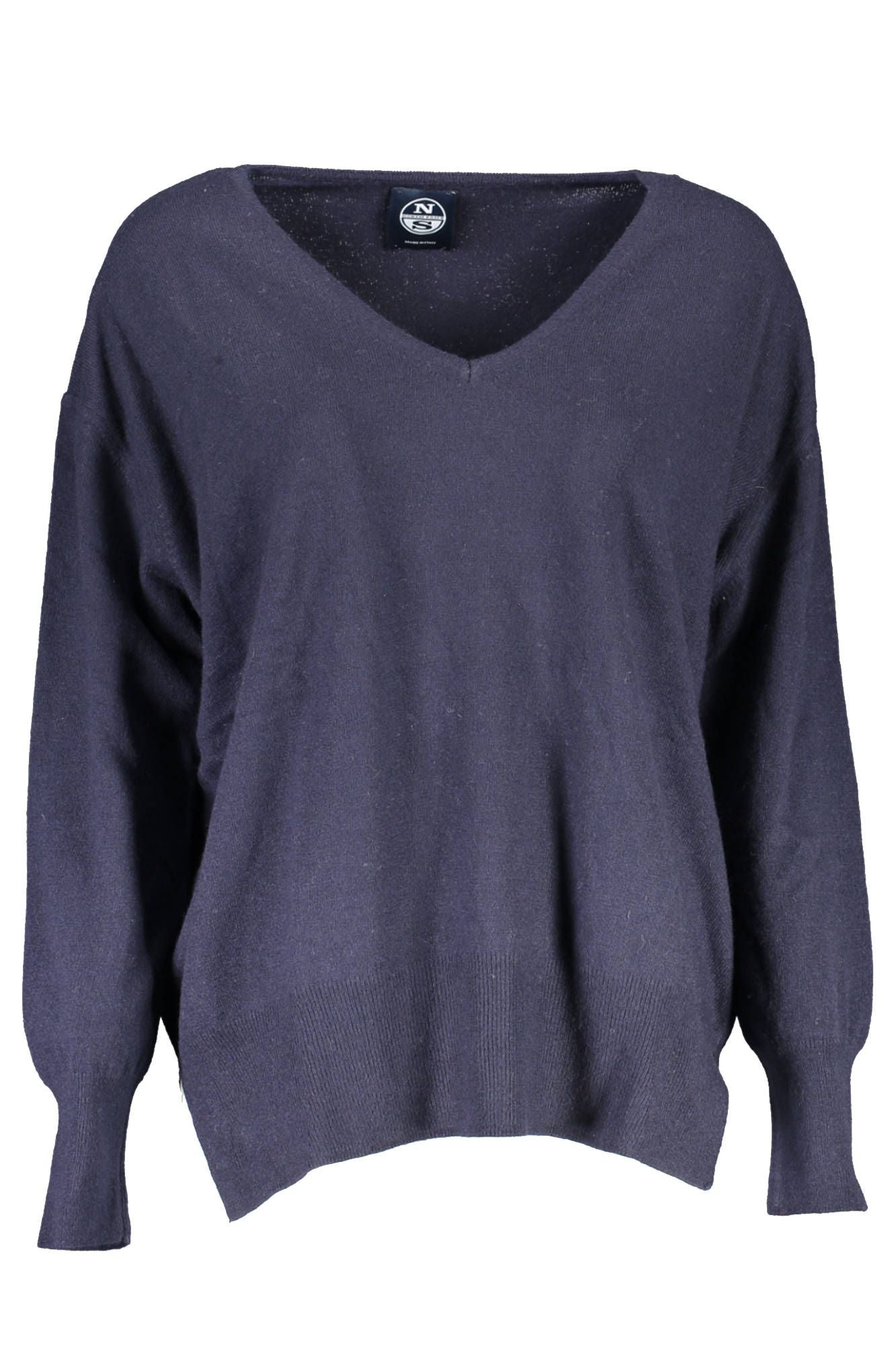 North Sails Eco-conscious V-neck Wool Blend Women's Sweater In Blue