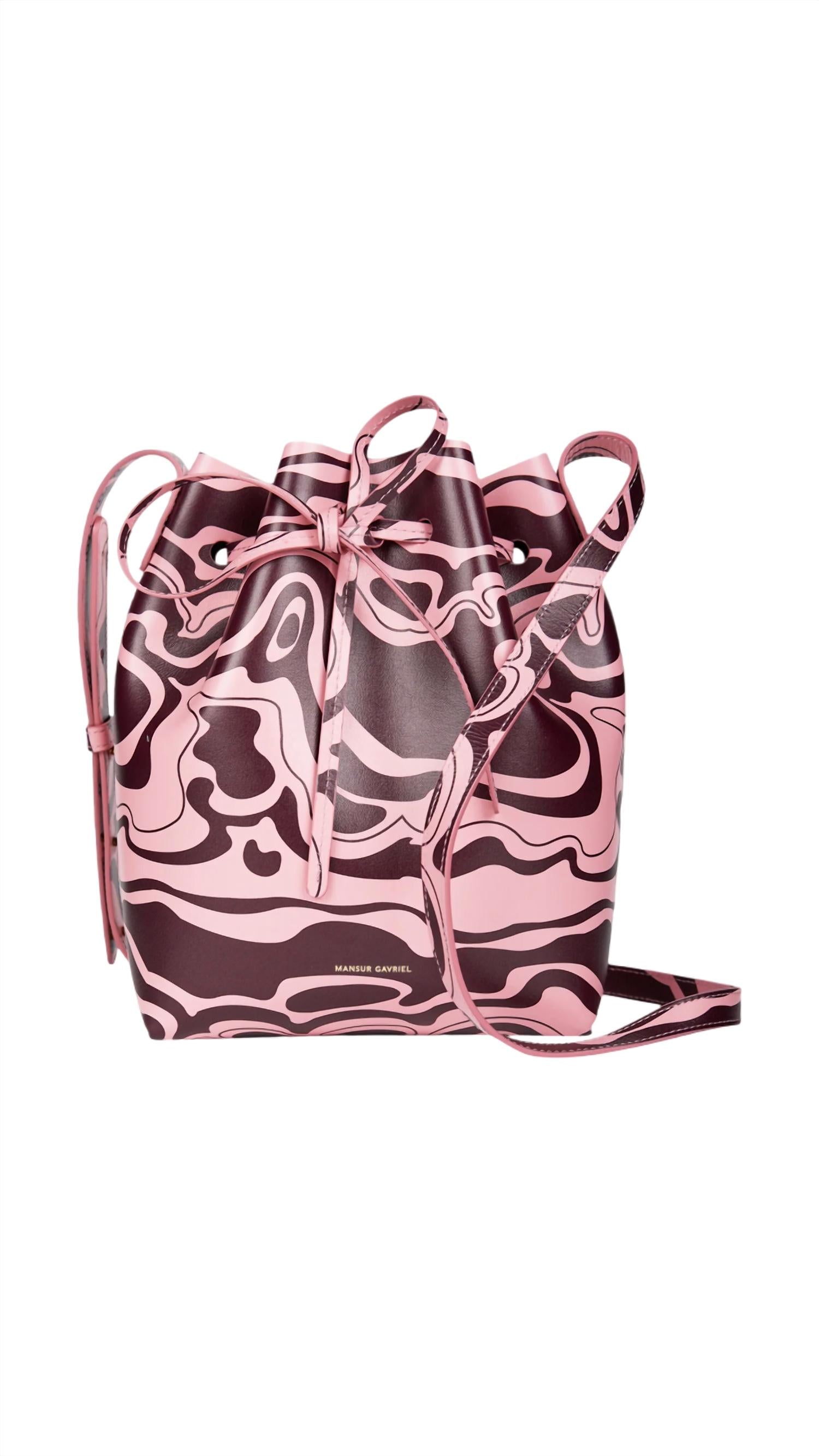 Shop Mansur Gavriel Mini Bucket Bag In Flamingo/plum In Pink