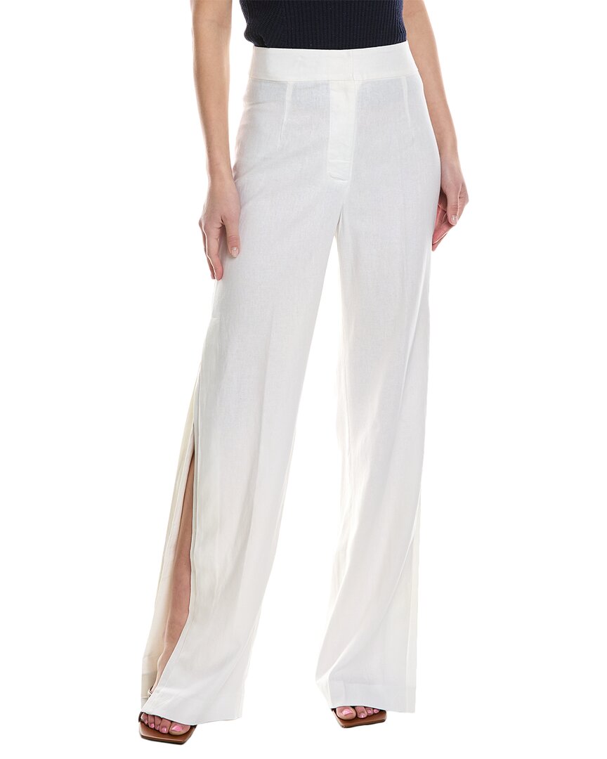 Shop Just Bee Queen Edie Linen-blend Pant In White