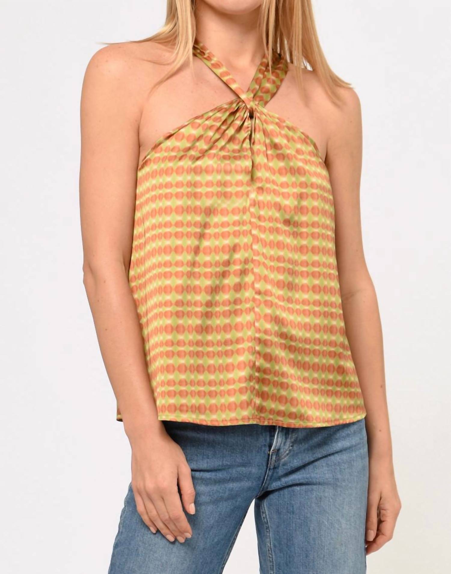 Shop Greylin Lucinda Printed Halter Top In Copper In Yellow