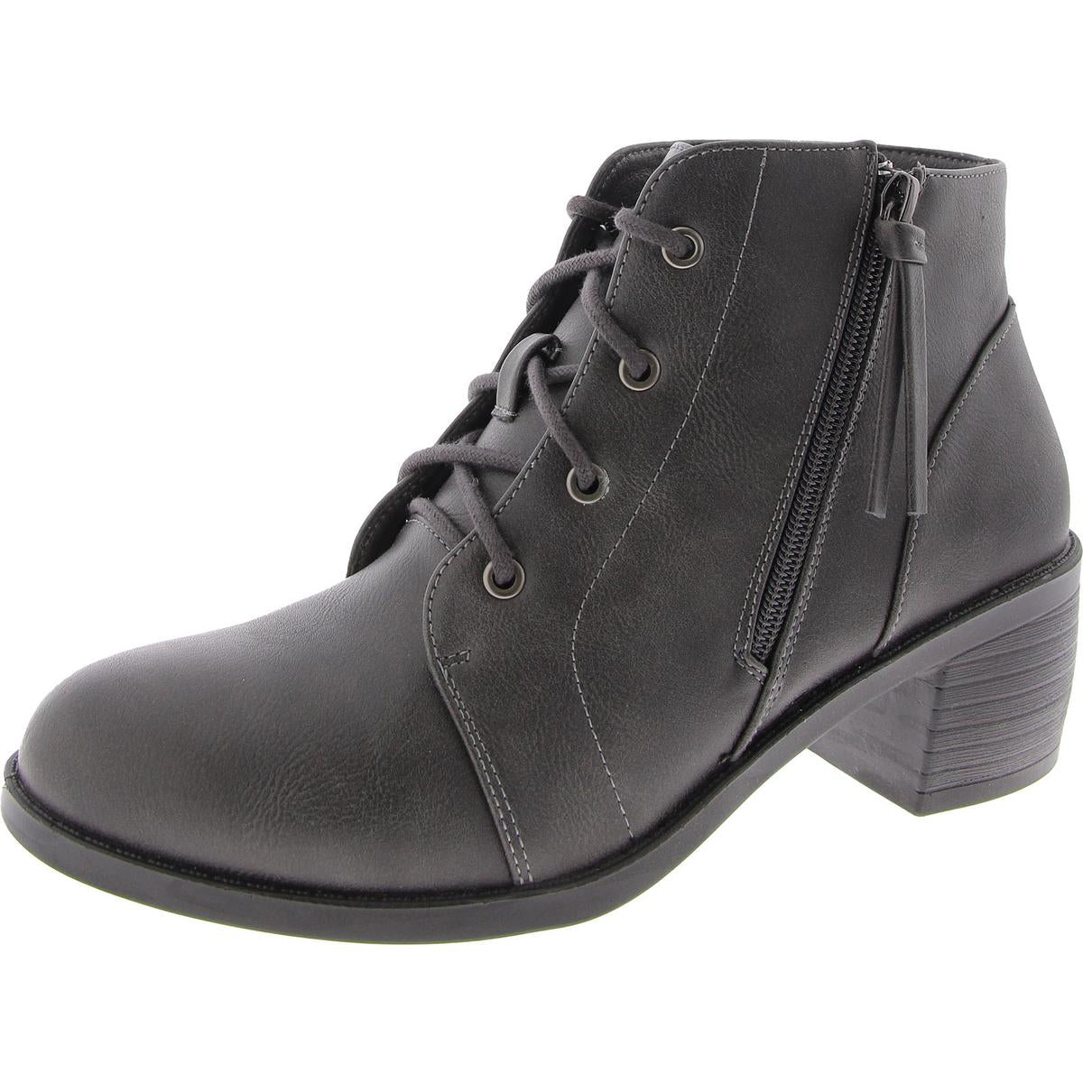 Easy Street Womens Zip Up Round Toe Booties In Grey